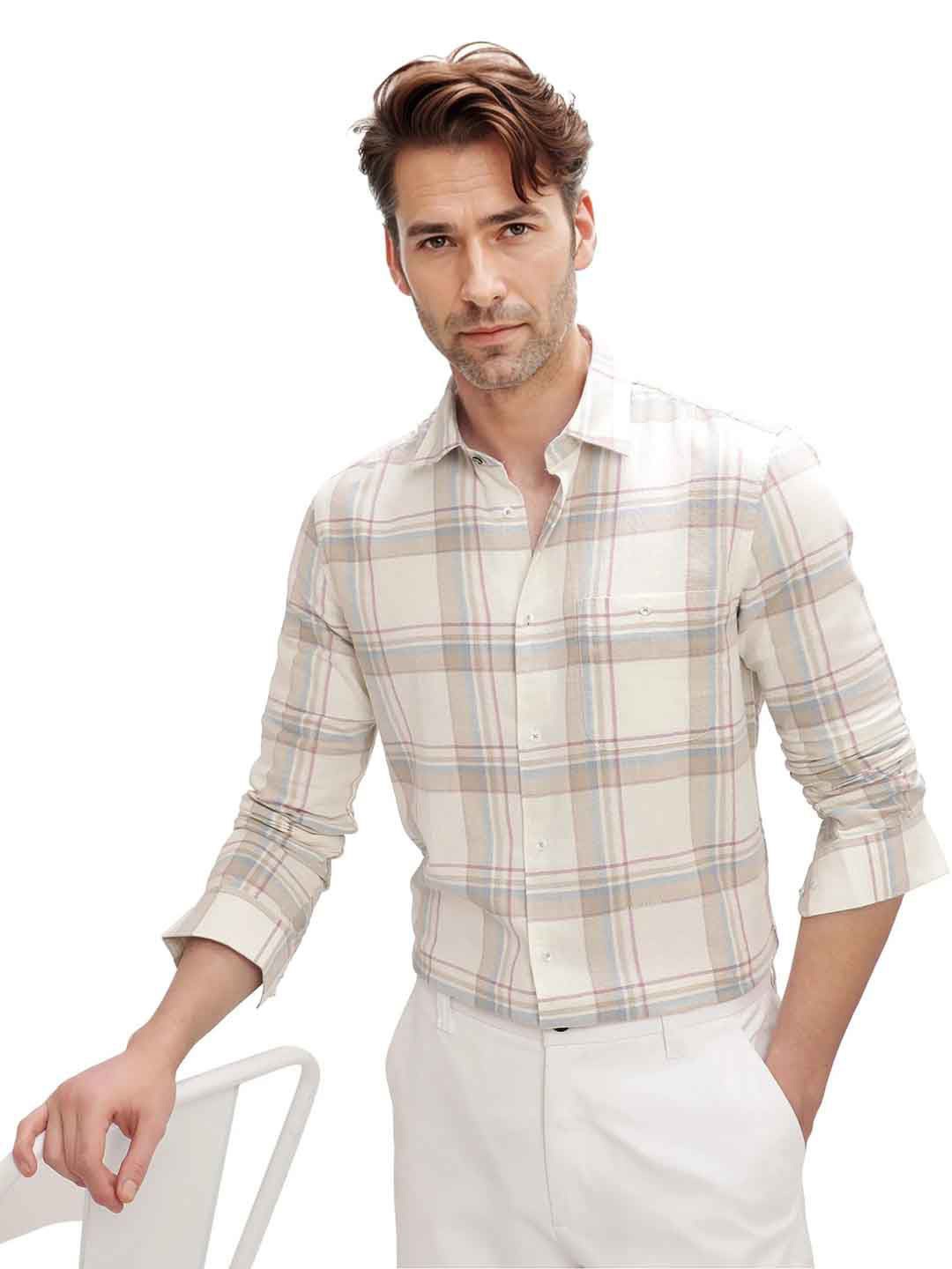 RARE RABBIT Men DAVI Comfort Fit Spread Collar Tartan Checked Cotton Casual Shirt, Off white
RARE RABBIT Men DAVI Comfort Fit Spread Collar Tartan Checked Cotton Casual Shirt, Off white