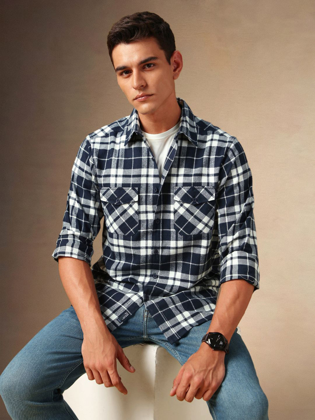 Dennis Lingo Men Spread Collar Flannel Checked Cotton Relaxed Fit Casual Shirt, Navy blue
Dennis Lingo Men Spread Collar Flannel Checked Cotton Relaxed Fit Casual Shirt, Navy blue