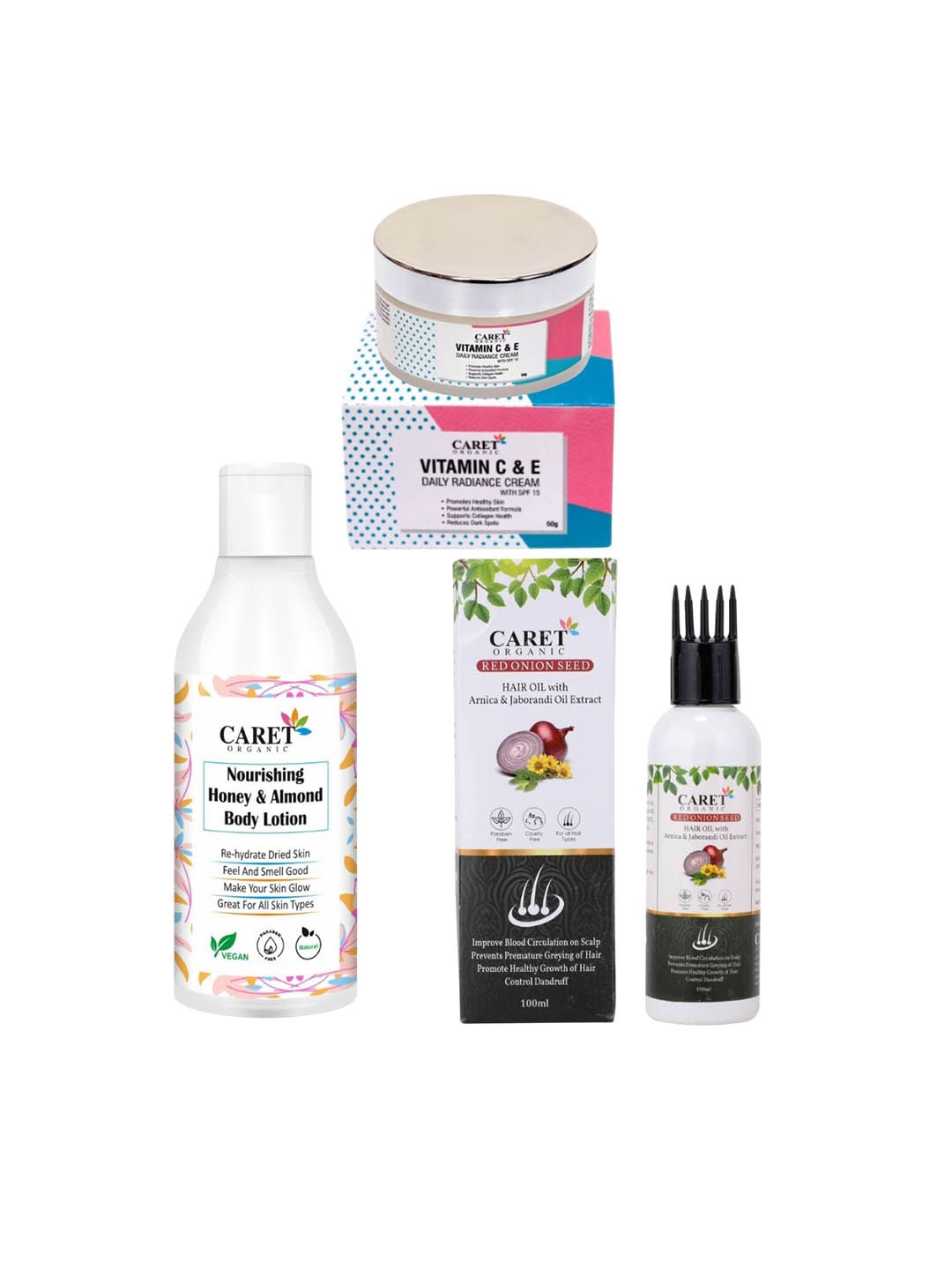 CARET ORGANIC Daily Radiance Cream - 50 g & Body Lotion - 250 ml & Hair Oil - 100 ml, White
CARET ORGANIC Daily Radiance Cream - 50 g & Body Lotion - 250 ml & Hair Oil - 100 ml, White