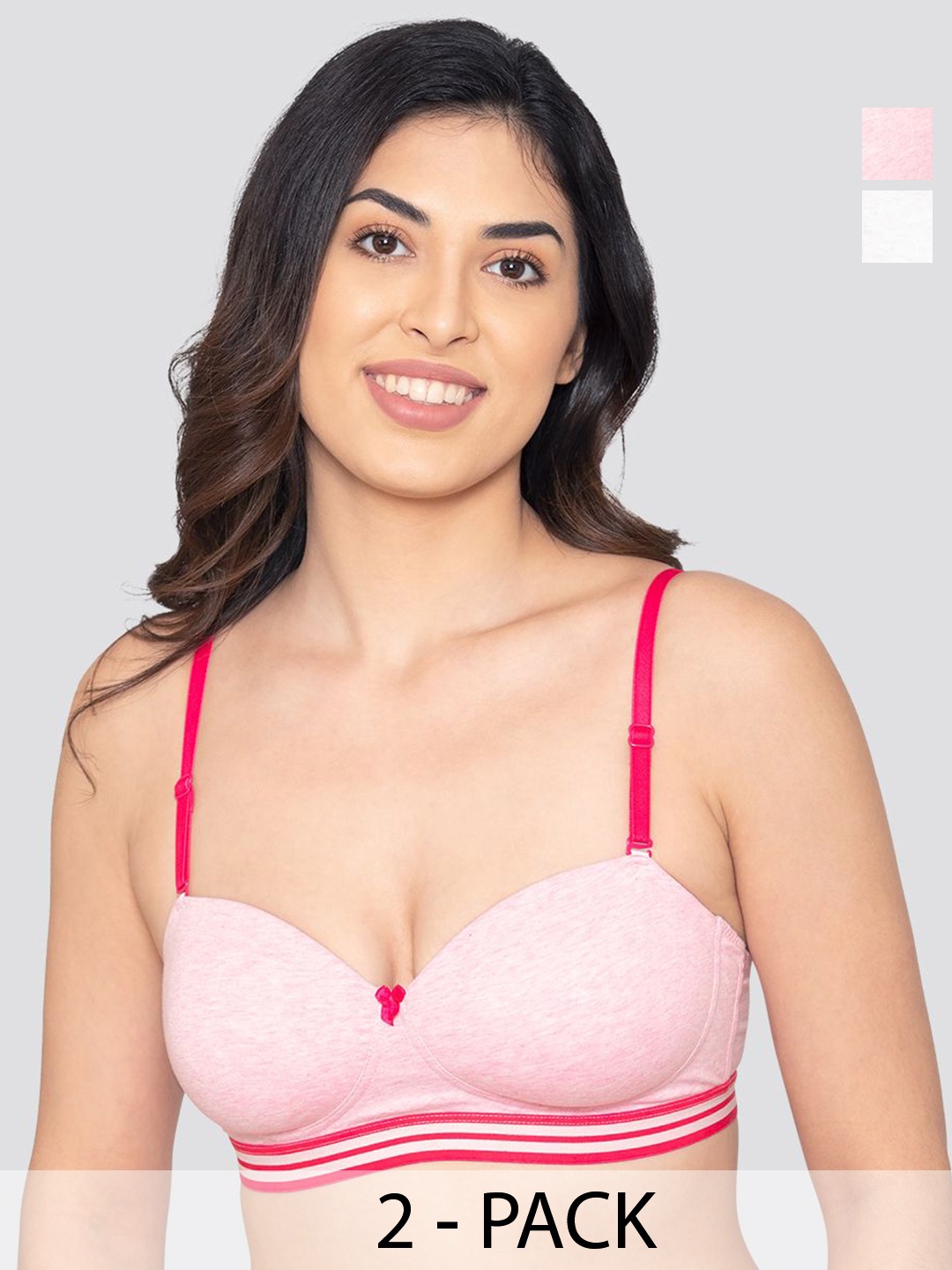K LINGERIE Women Pack of 2 Full Coverage Heavily Padded Detachable Straps Balconette Bra, Pink
K LINGERIE Women Pack of 2 Full Coverage Heavily Padded Detachable Straps Balconette Bra, Pink