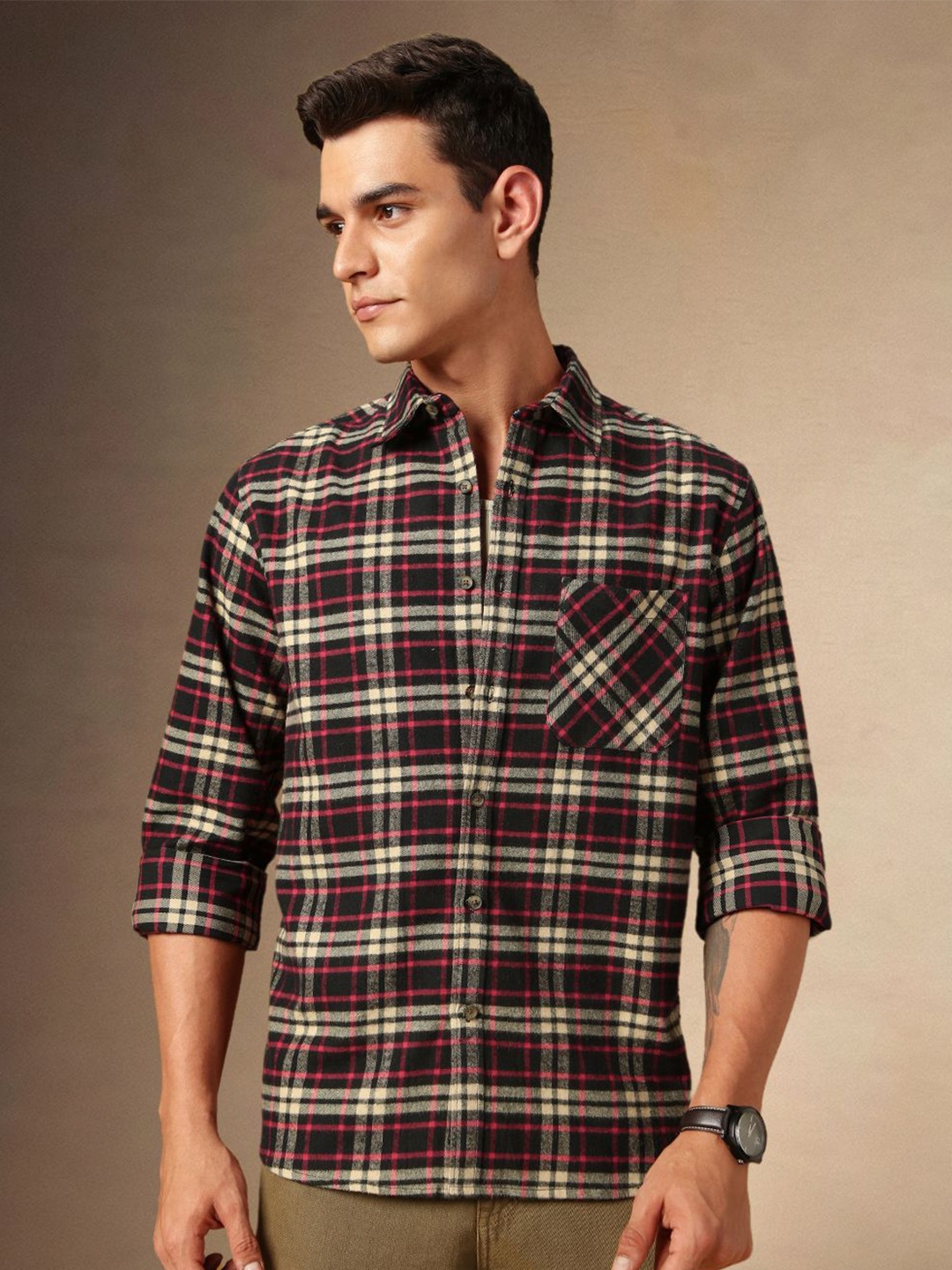 Dennis Lingo Men Spread Collar Flannel Checked Cotton Relaxed Fit Casual Shirt, Black
Dennis Lingo Men Spread Collar Flannel Checked Cotton Relaxed Fit Casual Shirt, Black