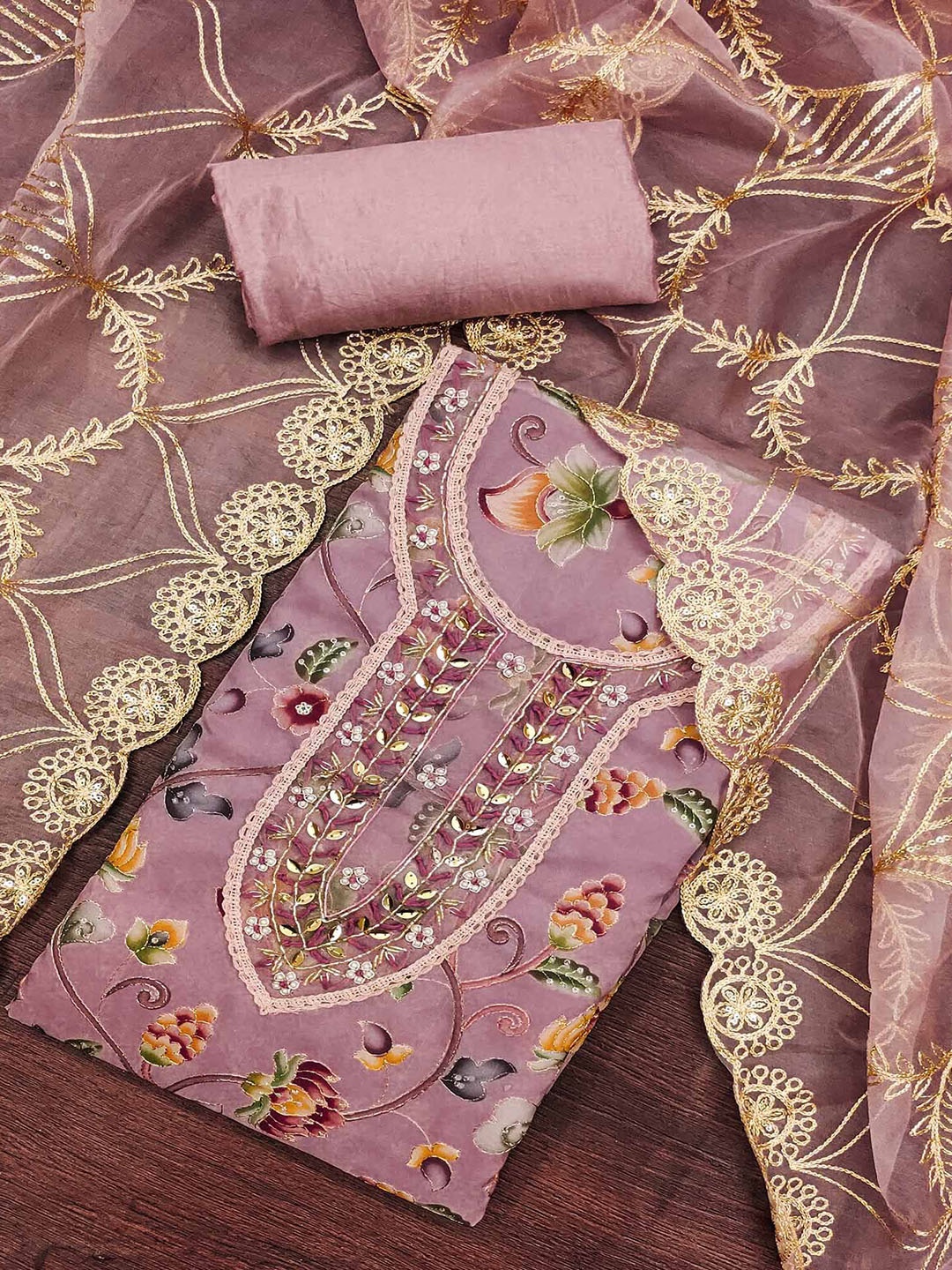 Peachmode Floral Digital Printed Beads and Stones Organza Unstitched Dress Material, Mauve
Peachmode Floral Digital Printed Beads and Stones Organza Unstitched Dress Material, Mauve