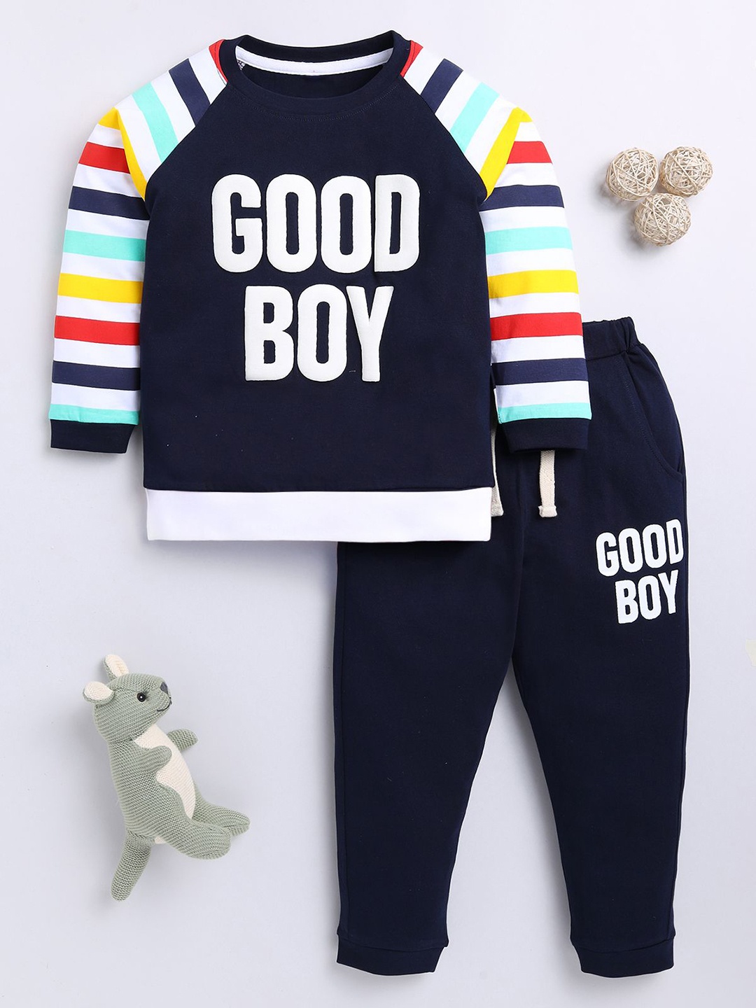 BAESD Boys Printed Round Neck Long Sleeves Pure Cotton Sweatshirt With Jogger, Navy blue
BAESD Boys Printed Round Neck Long Sleeves Pure Cotton Sweatshirt With Jogger, Navy blue