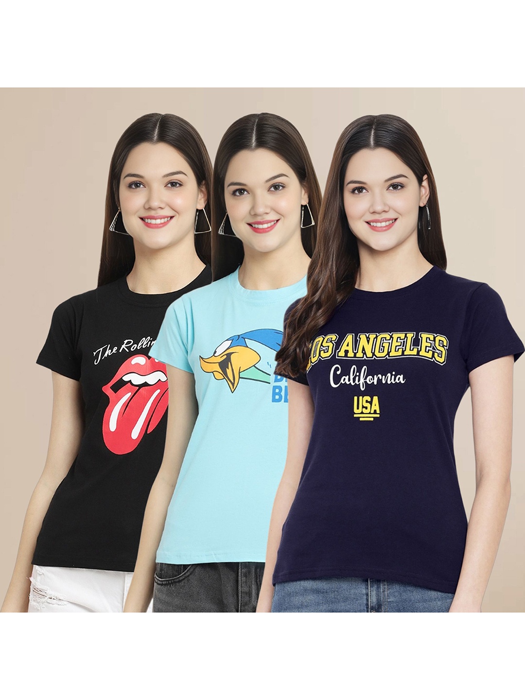 Metronaut Women Pack Of 3 Graphic Printed Round Neck Cotton Looney Tunes T-shirts, Black
Metronaut Women Pack Of 3 Graphic Printed Round Neck Cotton Looney Tunes T-shirts, Black