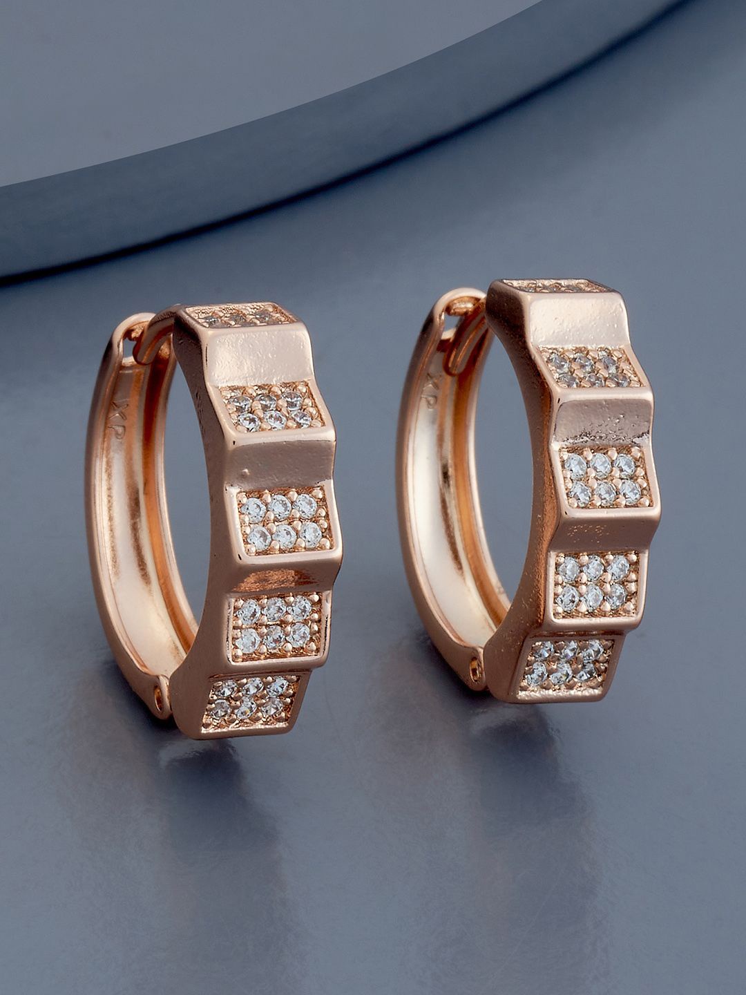 Kushal's Fashion Jewellery Rose Gold-Plated Zircon Studded Geometric Hoop Earrings
Kushal's Fashion Jewellery Rose Gold-Plated Zircon Studded Geometric Hoop Earrings