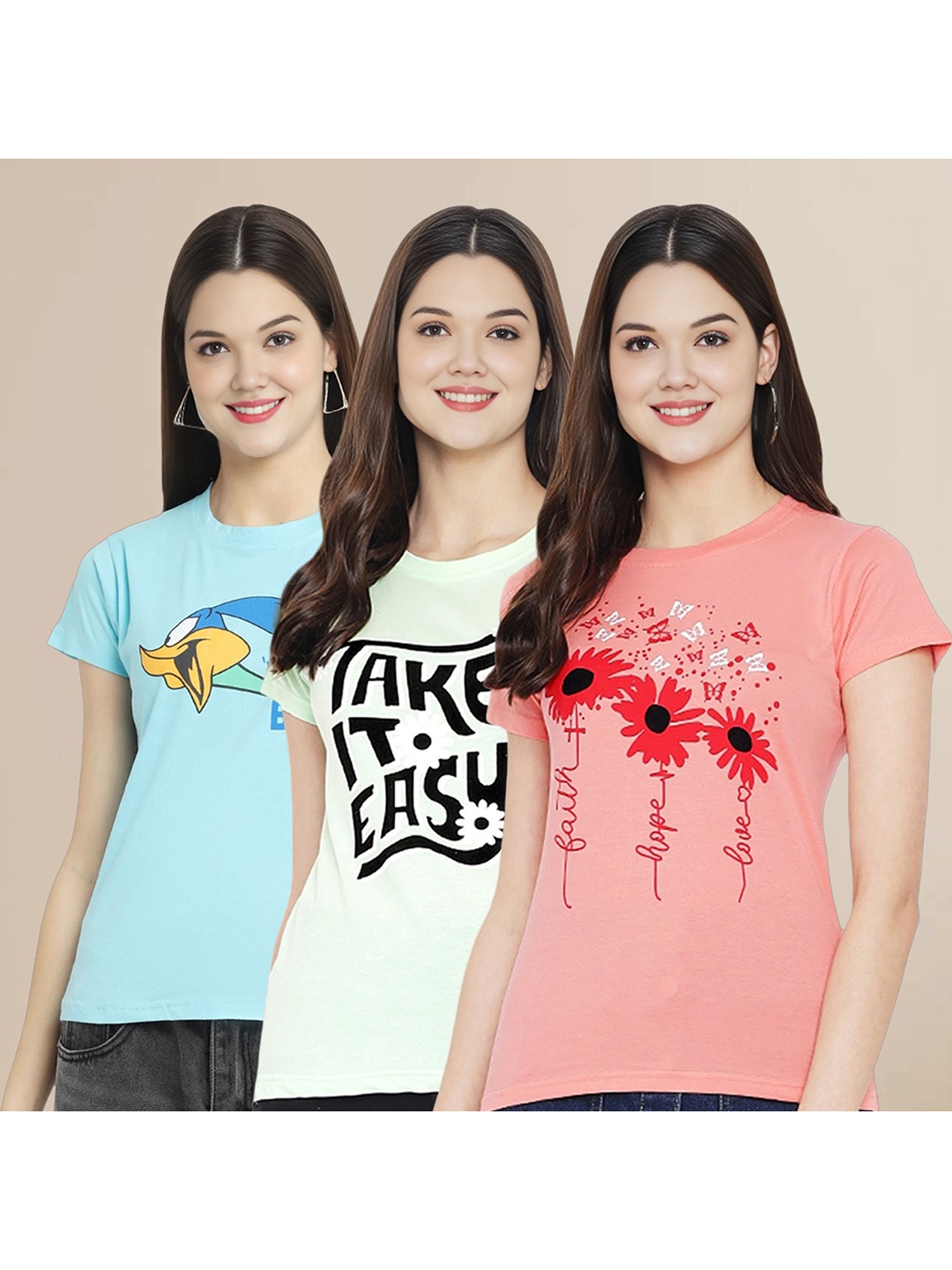 Metronaut Women Pack Of 3 Graphic Printed Round Neck Cotton Looney Tunes T-shirts, Blue
Metronaut Women Pack Of 3 Graphic Printed Round Neck Cotton Looney Tunes T-shirts, Blue