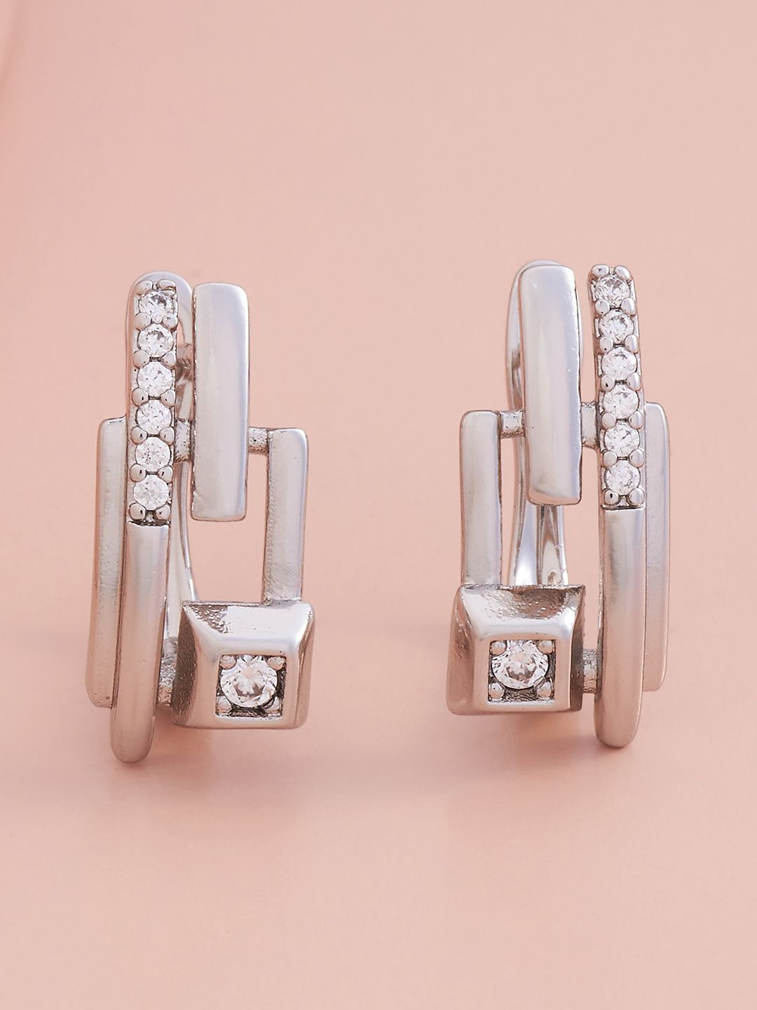Kushal's Fashion Jewellery Rhodium-Plated Zircon Studded Geometric Hoop Earrings, Silver
Kushal's Fashion Jewellery Rhodium-Plated Zircon Studded Geometric Hoop Earrings, Silver
