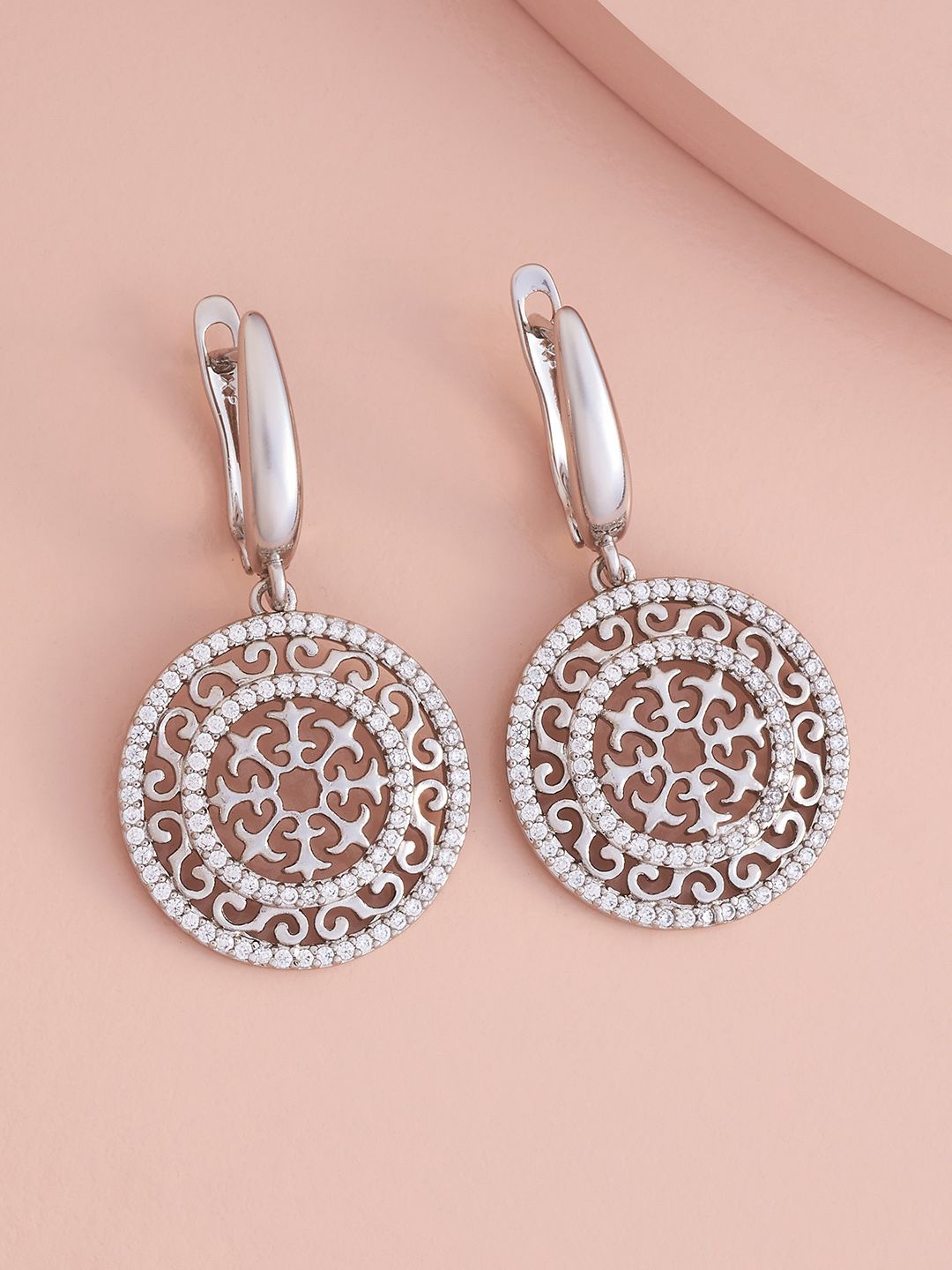Kushal's Fashion Jewellery Rhodium-Plated Zircon Stone Studded Circular Hoop Earrings, Silver
Kushal's Fashion Jewellery Rhodium-Plated Zircon Stone Studded Circular Hoop Earrings, Silver