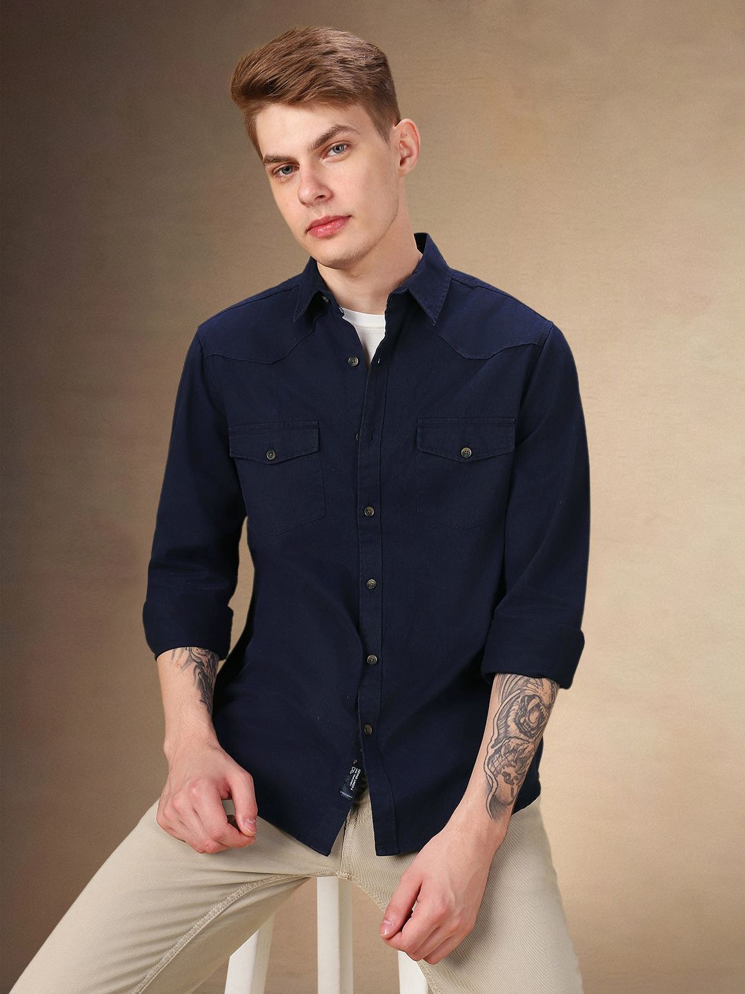 Dennis Lingo Men Spread Collar Solid Cotton Relaxed Fit Casual Shirt, Navy blue
Dennis Lingo Men Spread Collar Solid Cotton Relaxed Fit Casual Shirt, Navy blue