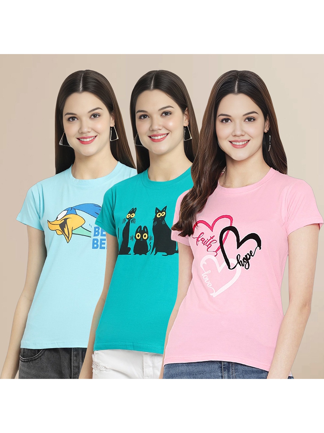 Metronaut Women Pack Of 3 Graphic Printed Round Neck Cotton Looney Tunes T-shirts, Blue
Metronaut Women Pack Of 3 Graphic Printed Round Neck Cotton Looney Tunes T-shirts, Blue