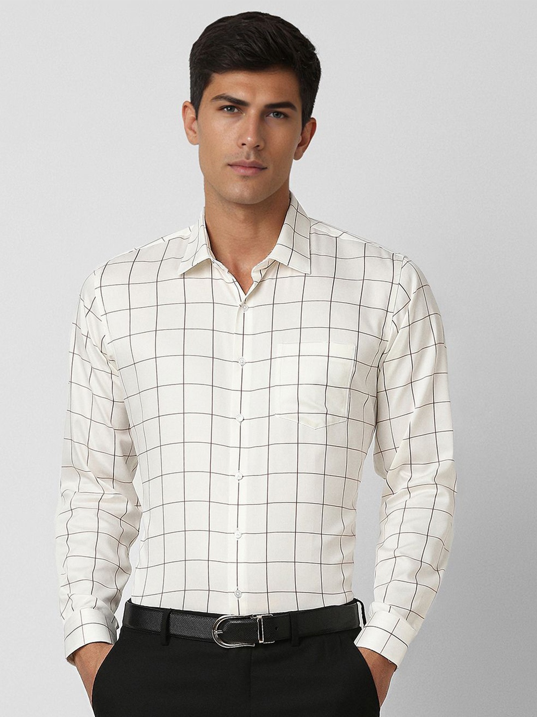 Van Heusen Men Spread Collar Grid Tattersall Checked Cotton Slim Fit Formal Shirt, Cream
Van Heusen Men Spread Collar Grid Tattersall Checked Cotton Slim Fit Formal Shirt, Cream