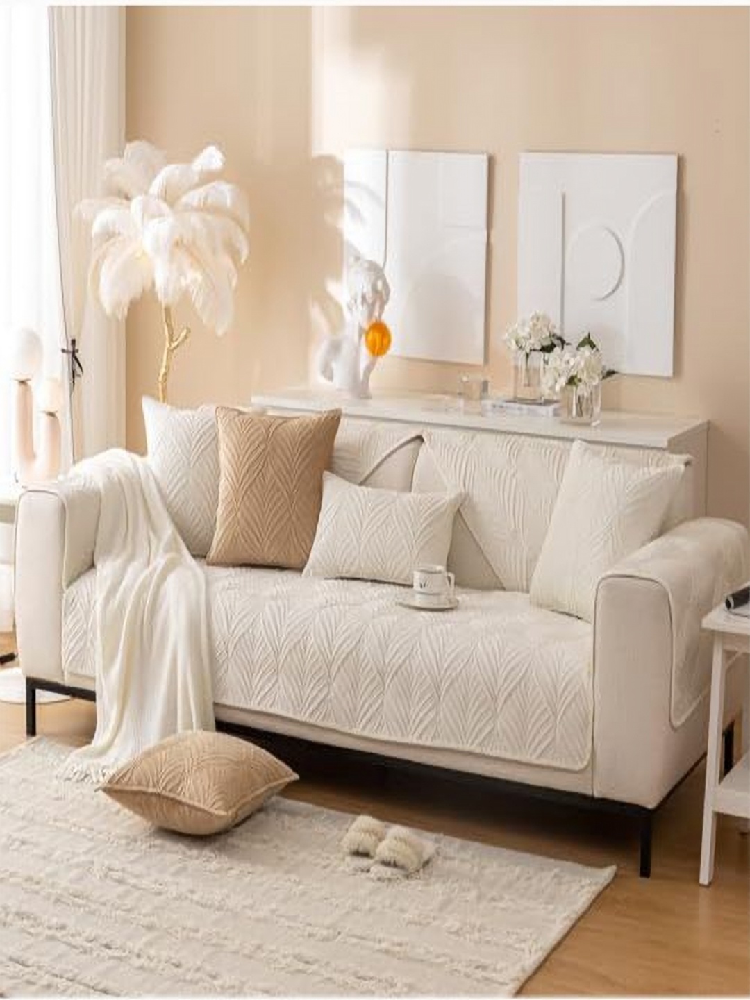 House of Quirk Velvet Plush Palm Leaves Quilted Anti-Slip Stretch Seat Pad One Seater, Cream
House of Quirk Velvet Plush Palm Leaves Quilted Anti-Slip Stretch Seat Pad One Seater, Cream