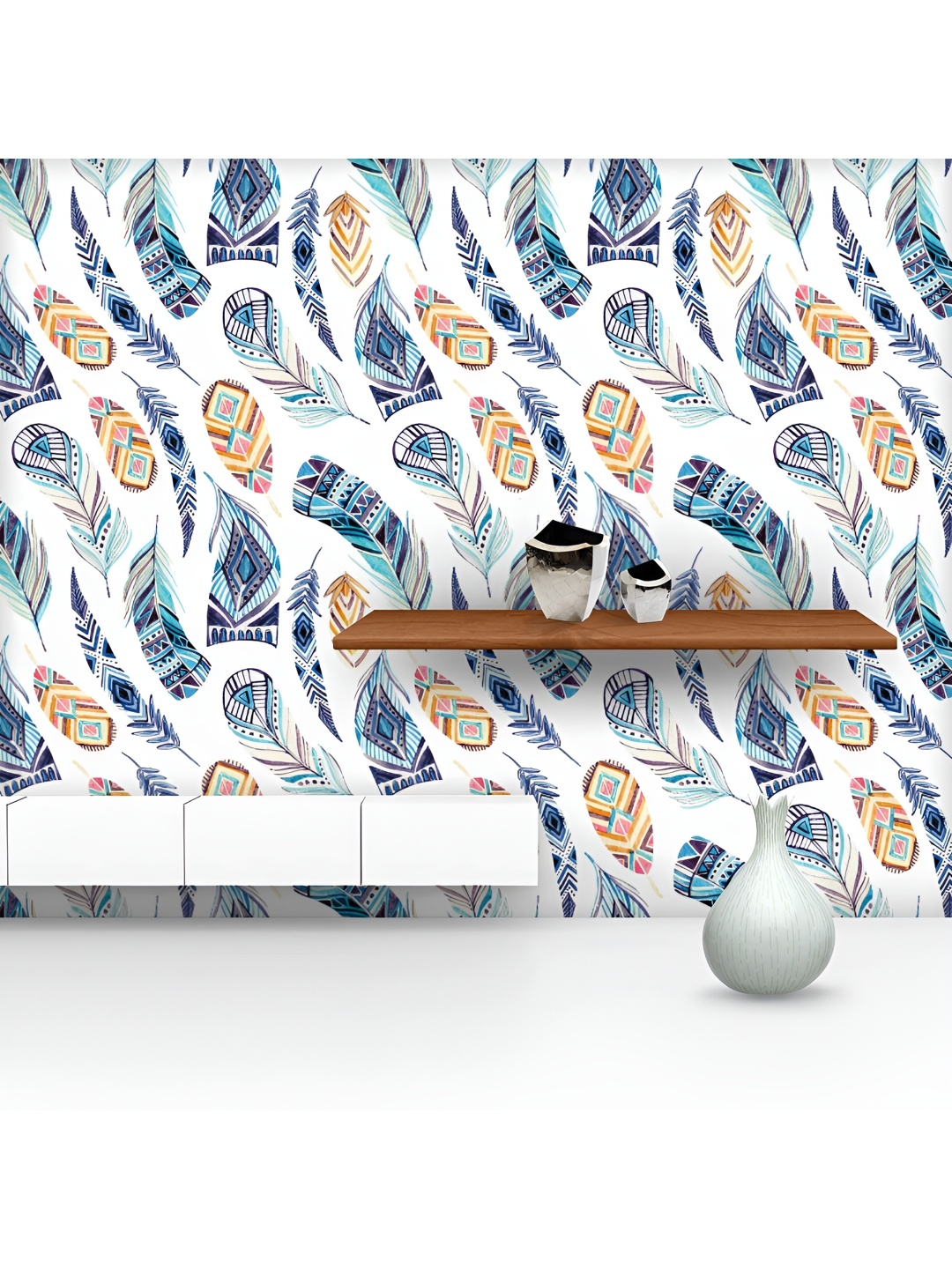 ArtzFolio Printed UV-Resistant Anti-Bacterial Ethnic Feathers Peel & Stick Wallpaper, Multi
ArtzFolio Printed UV-Resistant Anti-Bacterial Ethnic Feathers Peel & Stick Wallpaper, Multi