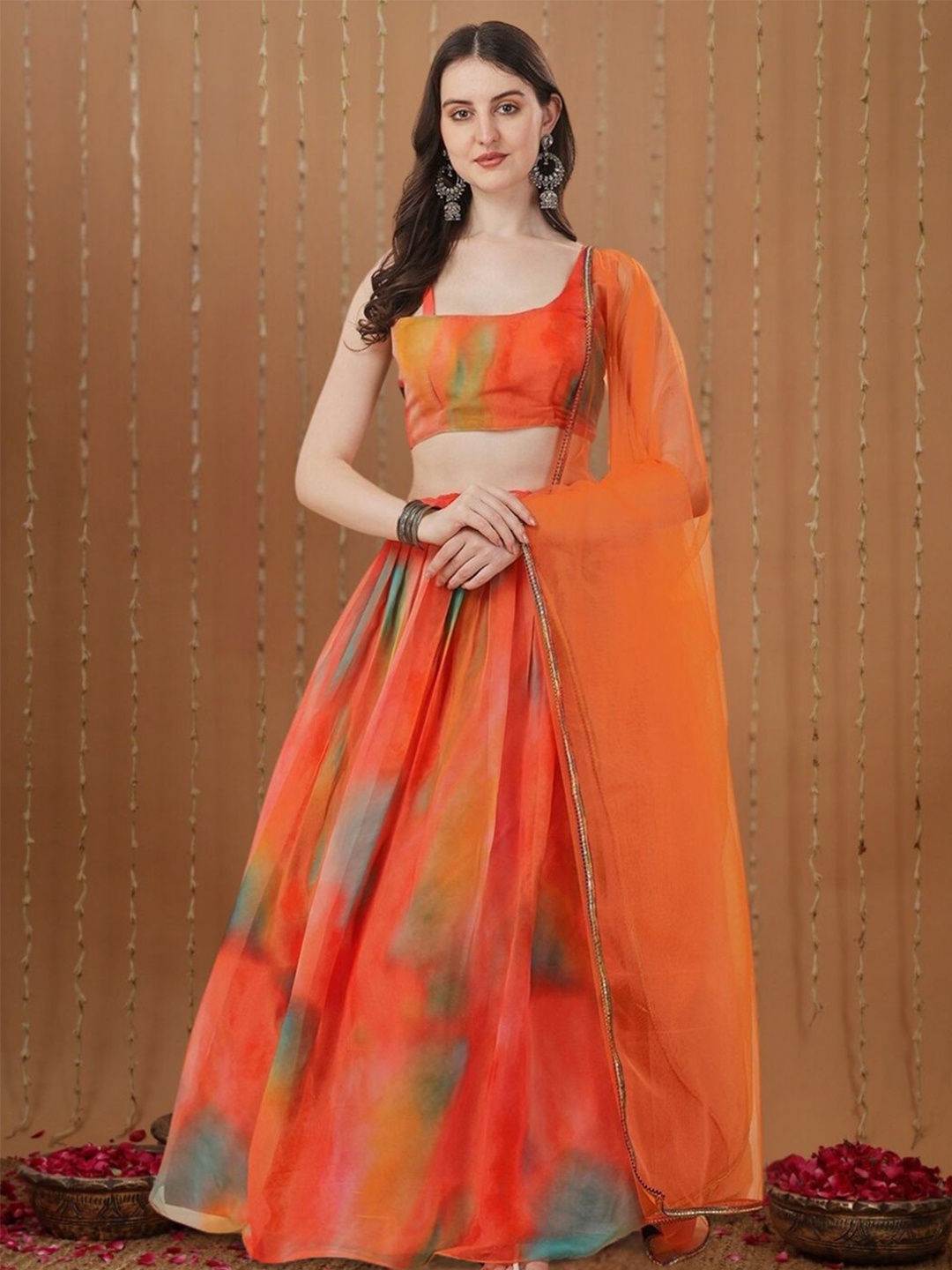 KAZIA Printed Georgette Semi-Stitched Lehenga & Unstitched Blouse With Dupatta, Orange
KAZIA Printed Georgette Semi-Stitched Lehenga & Unstitched Blouse With Dupatta, Orange