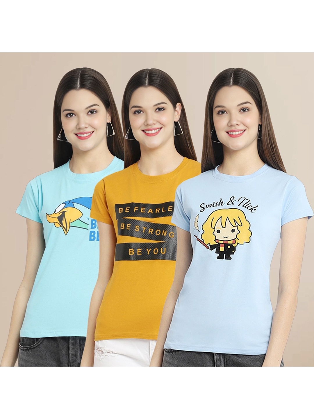 Metronaut Women Pack Of 3 Graphic Printed Round Neck Cotton Looney Tunes T-shirts, Blue
Metronaut Women Pack Of 3 Graphic Printed Round Neck Cotton Looney Tunes T-shirts, Blue
