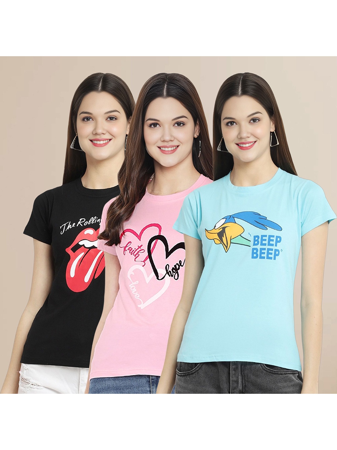 Metronaut Women Pack Of 3 Graphic Printed Round Neck Cotton Looney Tunes T-shirts, Black
Metronaut Women Pack Of 3 Graphic Printed Round Neck Cotton Looney Tunes T-shirts, Black