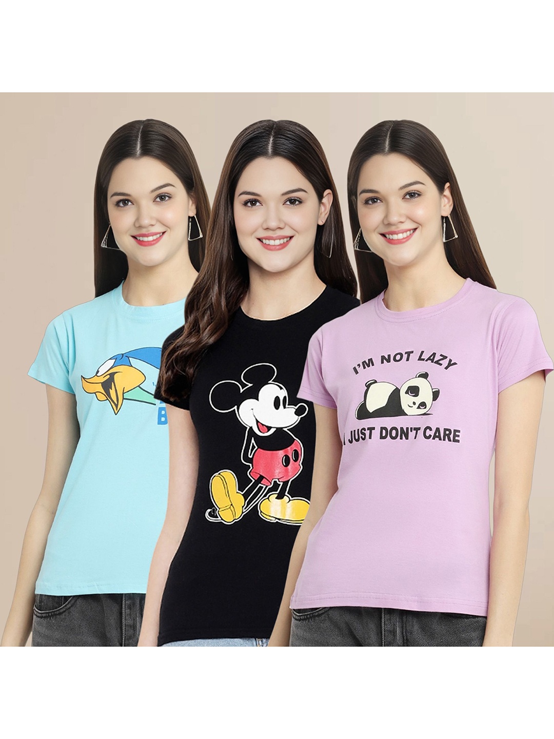 Metronaut Women Pack Of 3 Graphic Printed Round Neck Cotton Mickey Mouse T-shirts, Blue
Metronaut Women Pack Of 3 Graphic Printed Round Neck Cotton Mickey Mouse T-shirts, Blue