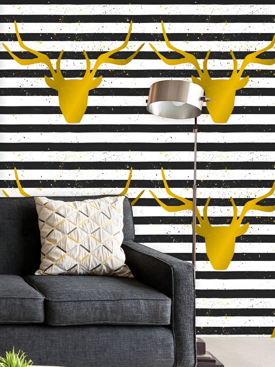 ArtzFolio Printed UV-Resistant Anti-Bacterial Golden Deer Head On Striped Pattern Peel & Stick Wallpaper, Multi
ArtzFolio Printed UV-Resistant Anti-Bacterial Golden Deer Head On Striped Pattern Peel & Stick Wallpaper, Multi