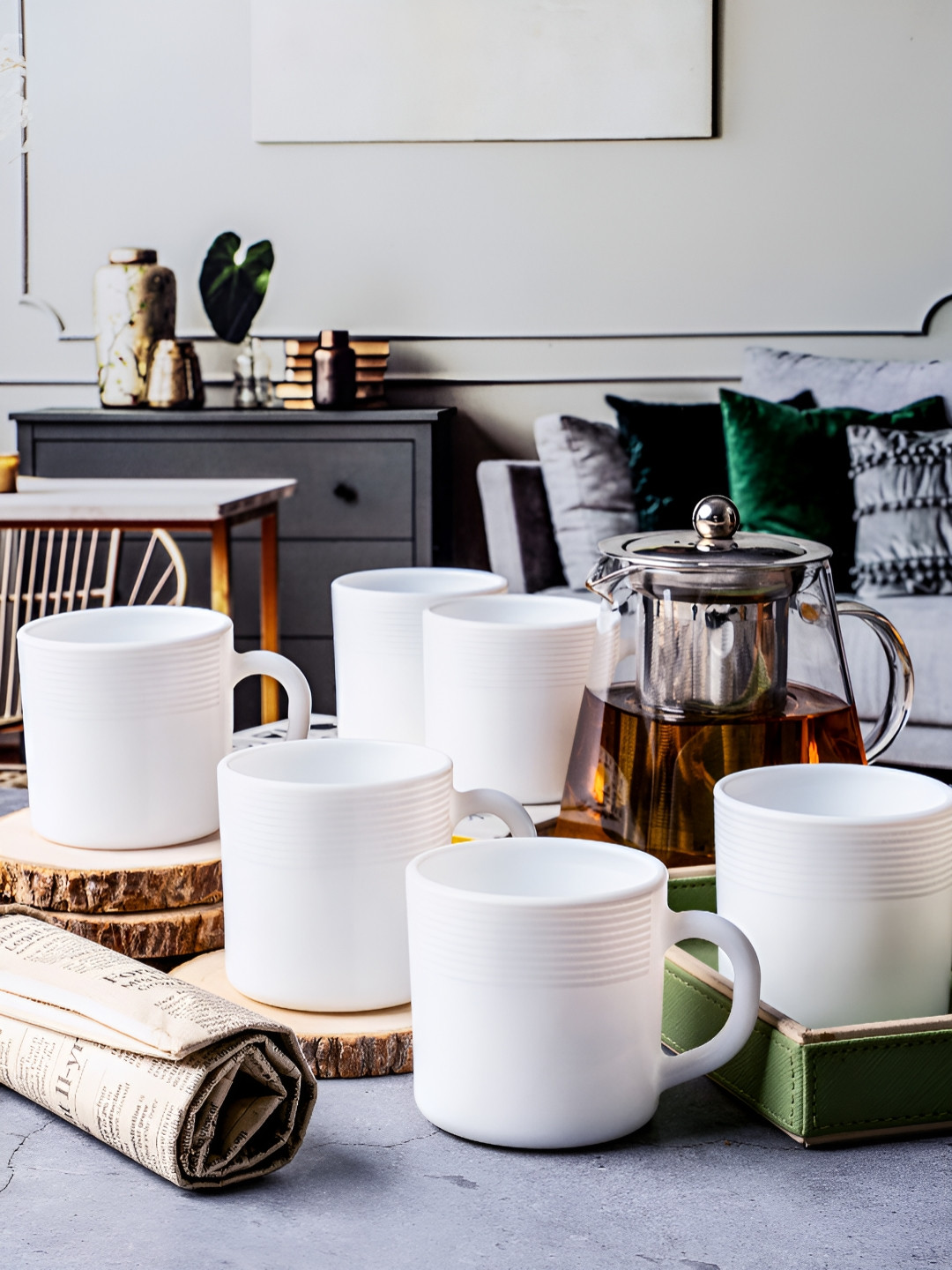 Cello White 12 Pieces Textured Opalware Glossy Mugs 
Cello White 12 Pieces Textured Opalware Glossy Mugs