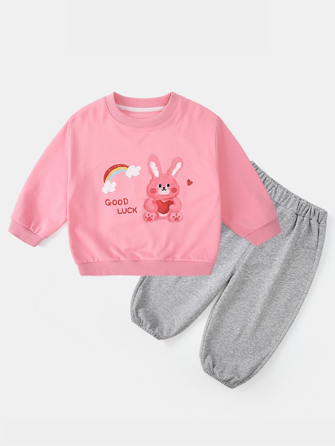 LULU & SKY Girls Printed Round Neck Long Sleeves Sweatshirt With Jogger, Pink
LULU & SKY Girls Printed Round Neck Long Sleeves Sweatshirt With Jogger, Pink