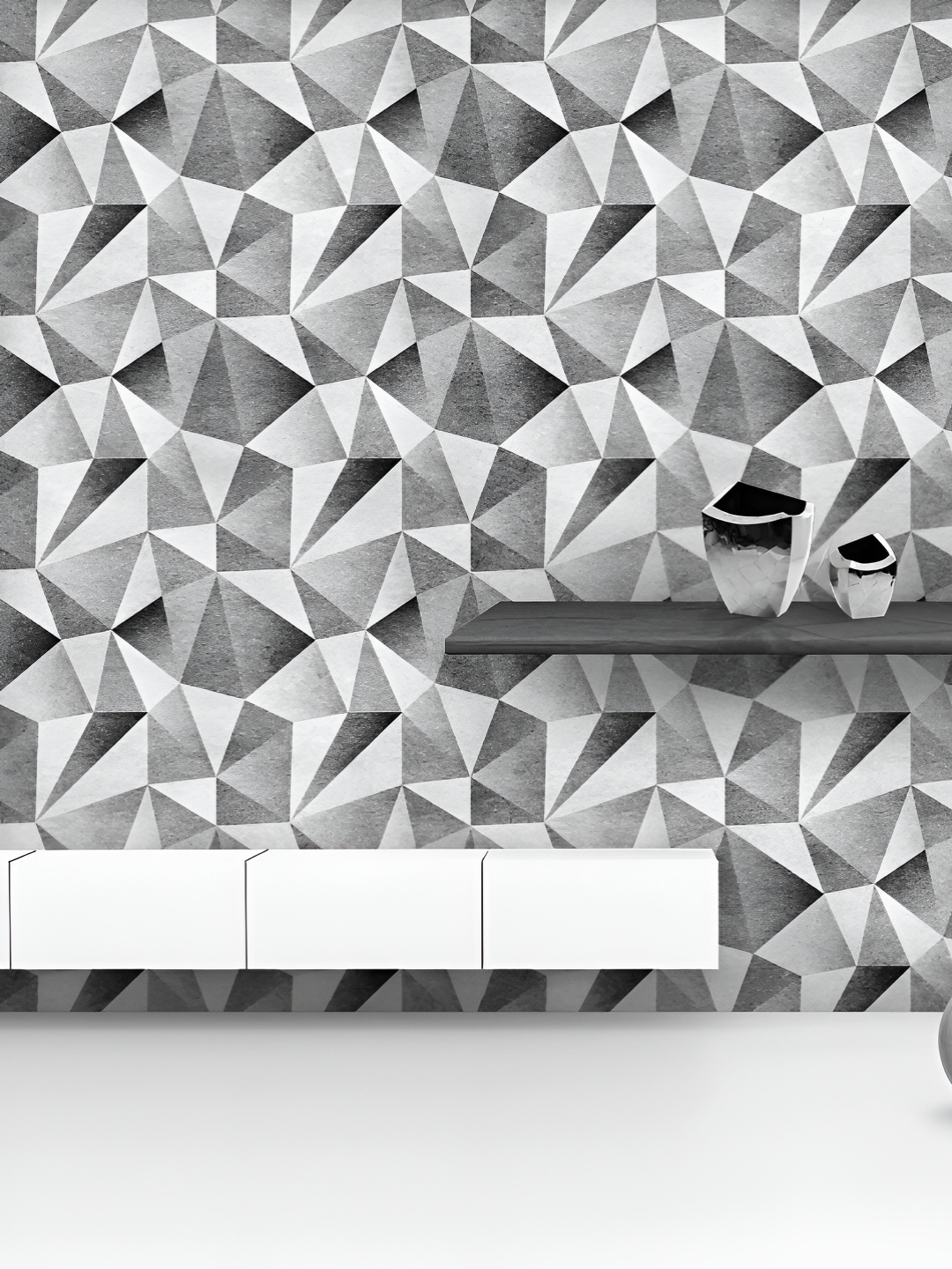 ArtzFolio Printed UV-Resistant Anti-Bacterial Grey Triangular Mosaics Peel & Stick Wallpaper, Multi
ArtzFolio Printed UV-Resistant Anti-Bacterial Grey Triangular Mosaics Peel & Stick Wallpaper, Multi