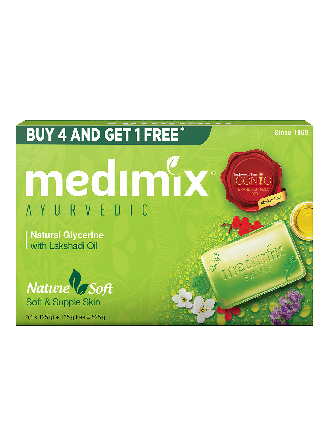 medimix AYURVEDIC Set of 5 Natural Glycerine Bathing Bar with Lakshadi Oil - 125 g each, Green
medimix AYURVEDIC Set of 5 Natural Glycerine Bathing Bar with Lakshadi Oil - 125 g each, Green