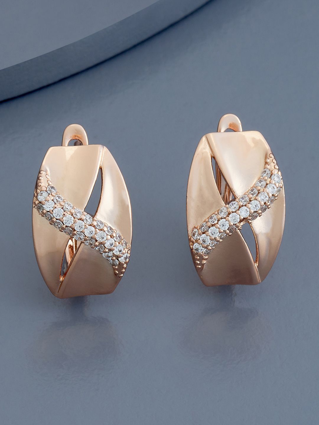 Kushal's Fashion Jewellery Rose Gold-Plated Zircon Studded Geometric Hoop Earrings
Kushal's Fashion Jewellery Rose Gold-Plated Zircon Studded Geometric Hoop Earrings
