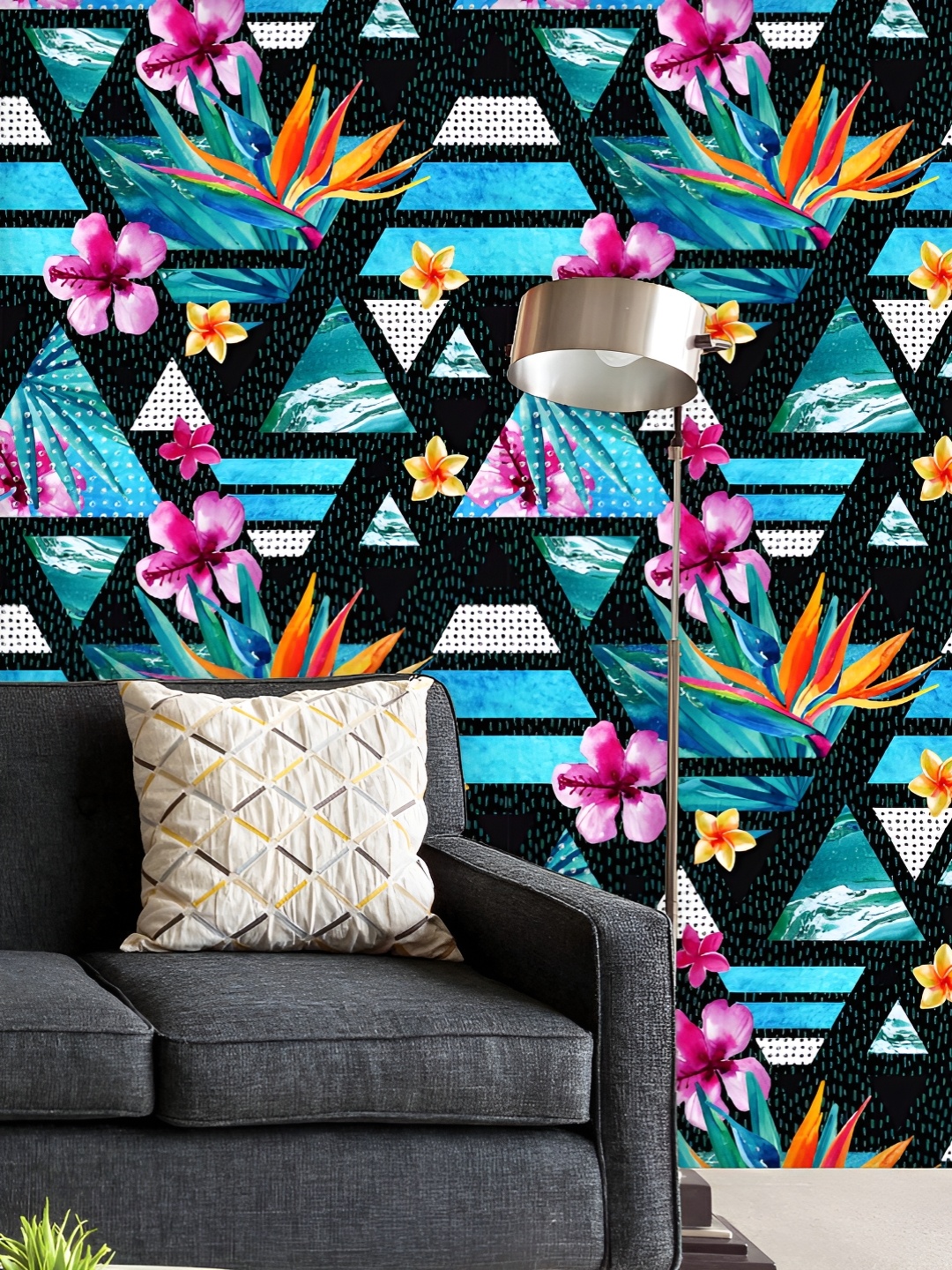 ArtzFolio Printed UV-Resistant Anti-Bacterial Triangles With Tropical Flowers Peel & Stick Wallpaper, Multi
ArtzFolio Printed UV-Resistant Anti-Bacterial Triangles With Tropical Flowers Peel & Stick Wallpaper, Multi