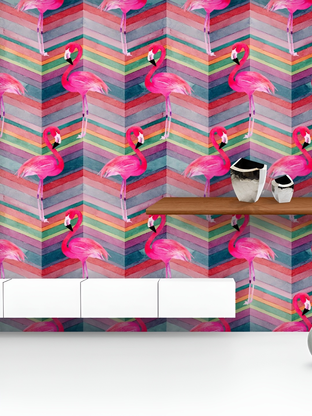 ArtzFolio Printed UV-Resistant Anti-Bacterial Watercolor Chevron Flamingo Peel & Stick Wallpaper, Multi
ArtzFolio Printed UV-Resistant Anti-Bacterial Watercolor Chevron Flamingo Peel & Stick Wallpaper, Multi