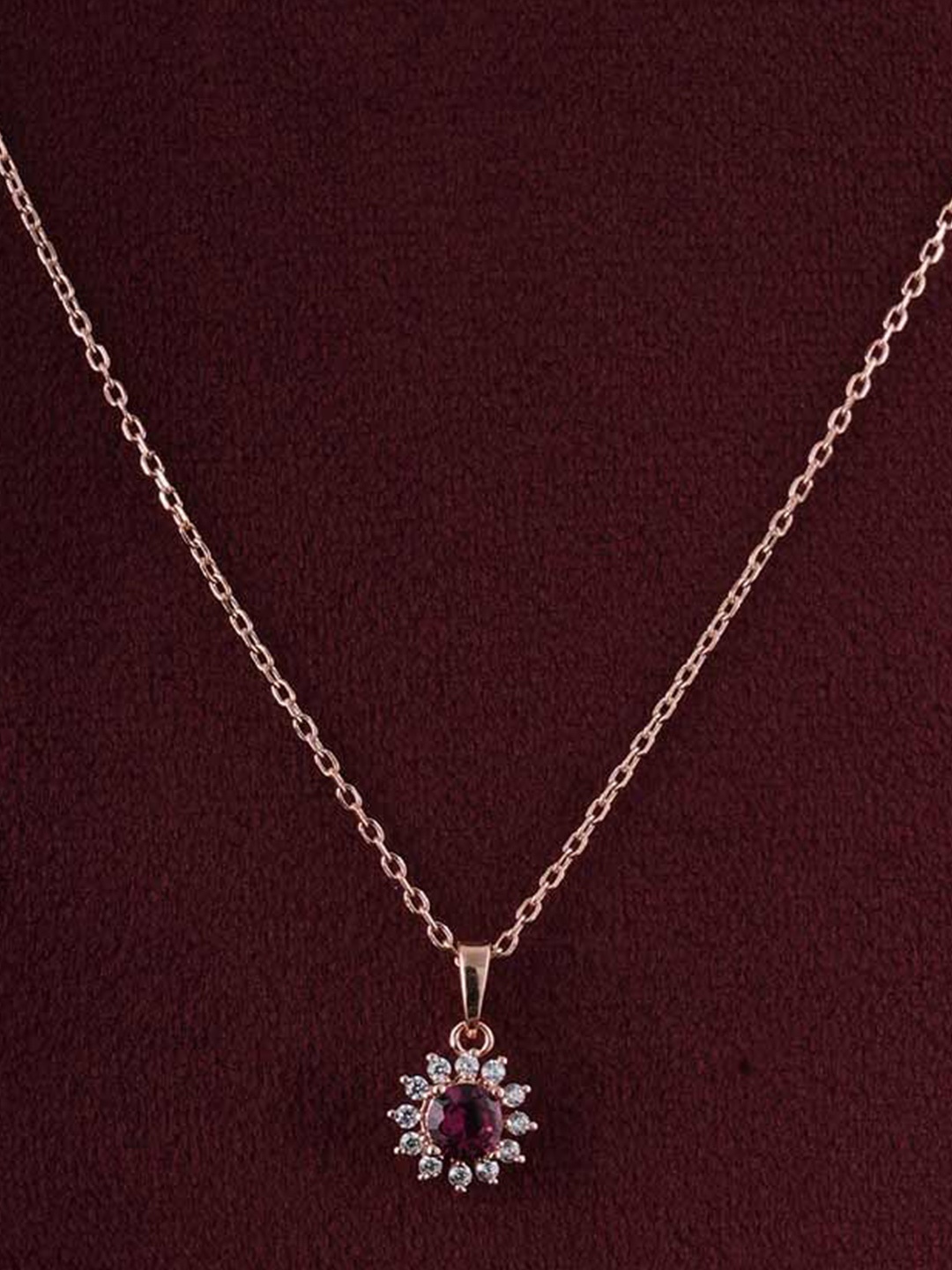 PALMONAS Rose Gold-Plated Sterling Silver Stone-Studded Waterproof Pendant With Chain
PALMONAS Rose Gold-Plated Sterling Silver Stone-Studded Waterproof Pendant With Chain