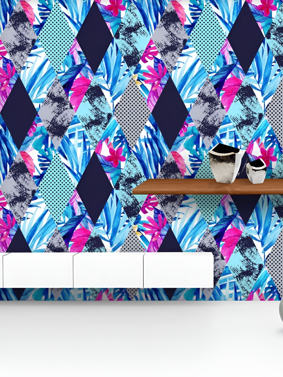 ArtzFolio Printed UV-Resistant Anti-Bacterial Watercolor Rhombi & Tropical Leaves Peel & Stick Wallpaper, Multi
ArtzFolio Printed UV-Resistant Anti-Bacterial Watercolor Rhombi & Tropical Leaves Peel & Stick Wallpaper, Multi