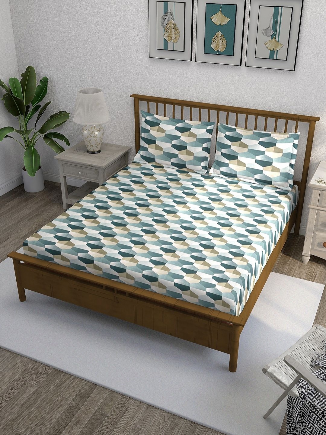 SWAYAM Ananda Green Geometric Printed Pure Cotton 210 TC King Bedsheet Set 2.74 x 2.74m
SWAYAM Ananda Green Geometric Printed Pure Cotton 210 TC King Bedsheet Set 2.74 x 2.74m