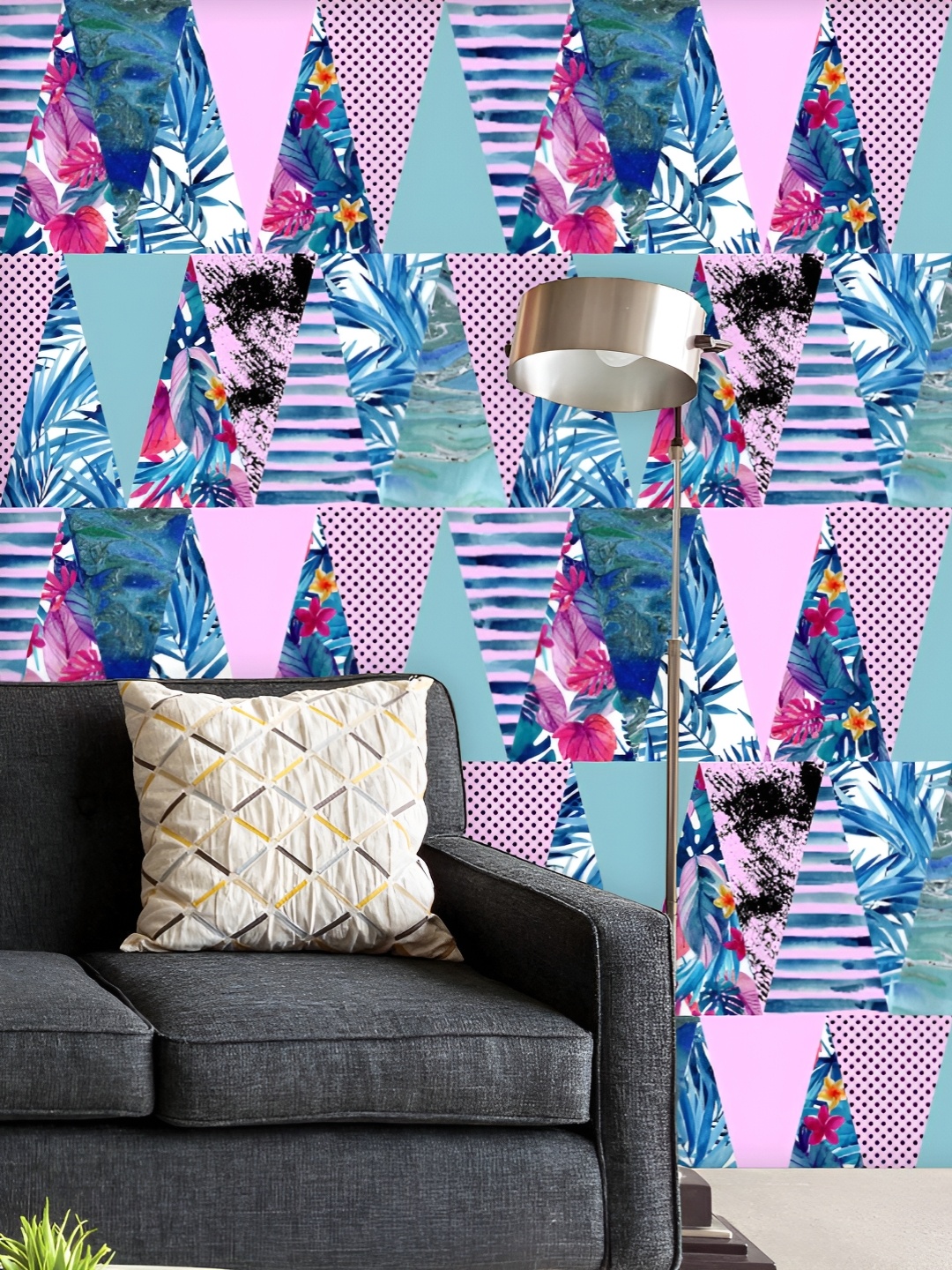 ArtzFolio Printed UV-Resistant Anti-Bacterial Colorful Tropical Leaves And Triangles Peel & Stick Wallpaper, Multi
ArtzFolio Printed UV-Resistant Anti-Bacterial Colorful Tropical Leaves And Triangles Peel & Stick Wallpaper, Multi