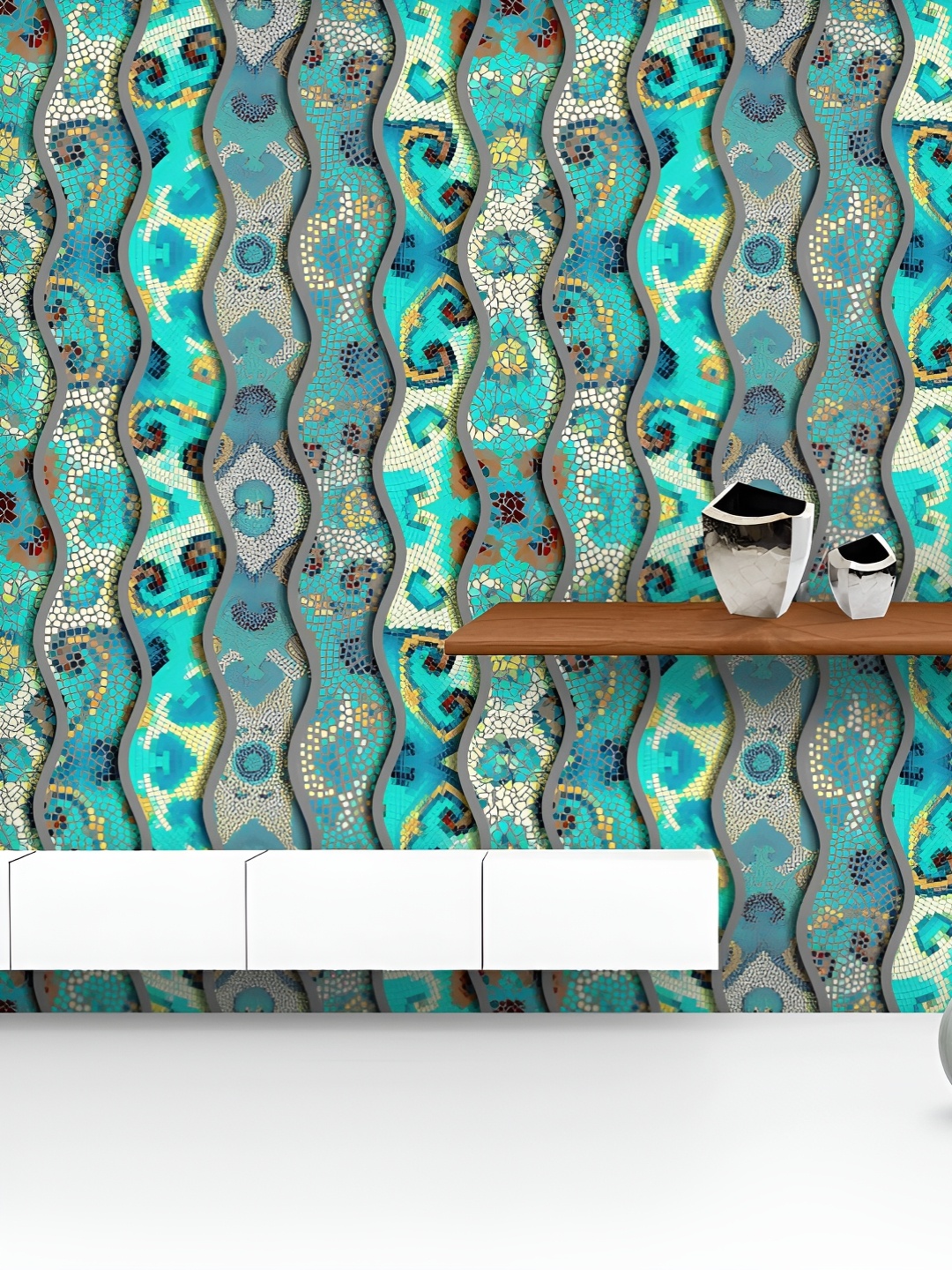 ArtzFolio Printed UV-Resistant Anti-Bacterial Ornate Mosaic Waves Peel & Stick Wallpaper, Multi
ArtzFolio Printed UV-Resistant Anti-Bacterial Ornate Mosaic Waves Peel & Stick Wallpaper, Multi