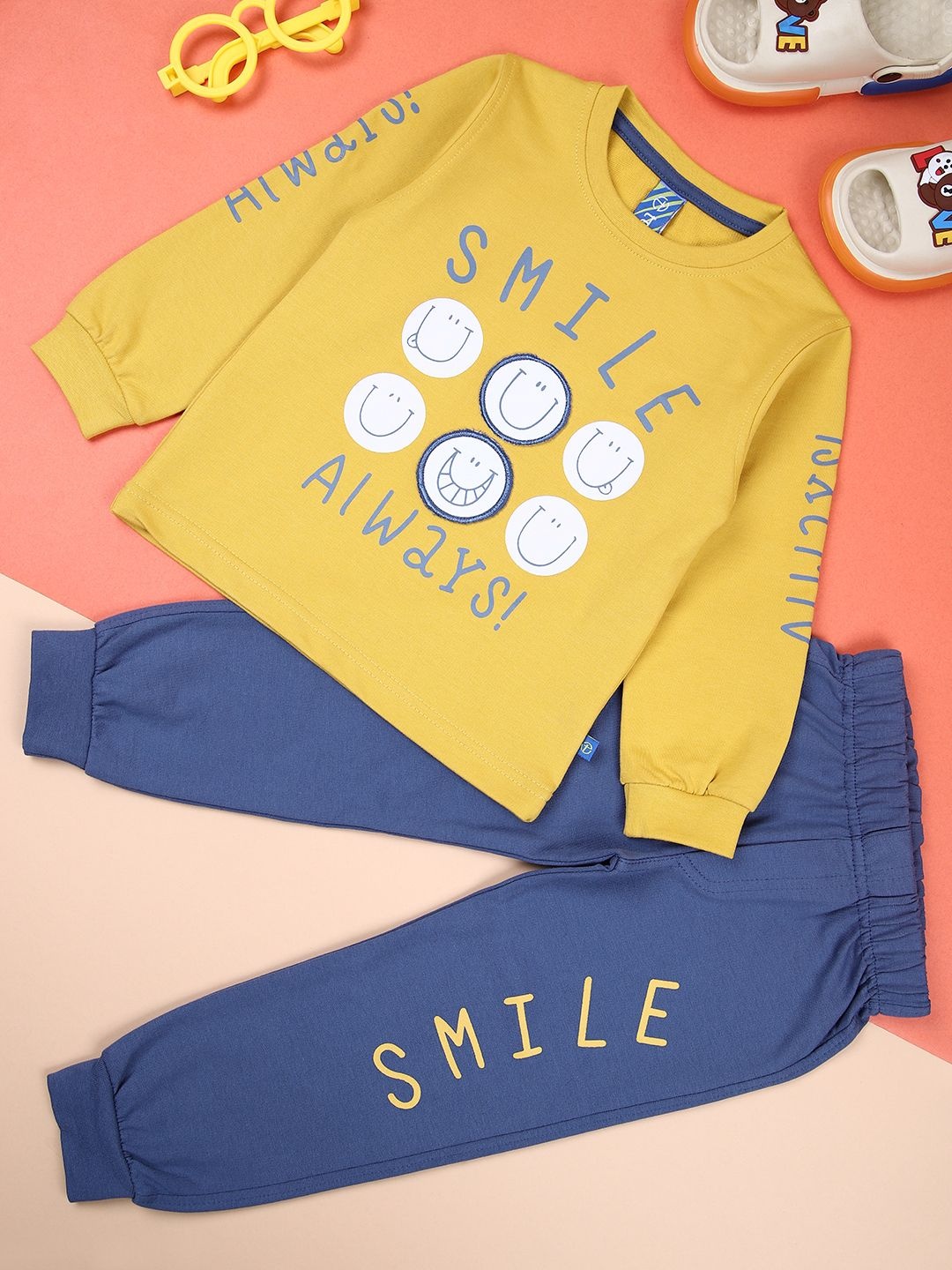 V-Mart Boys Typography Printed Round Neck Pure Cotton Casual Sweatshirt & Joggers, Mustard
V-Mart Boys Typography Printed Round Neck Pure Cotton Casual Sweatshirt & Joggers, Mustard