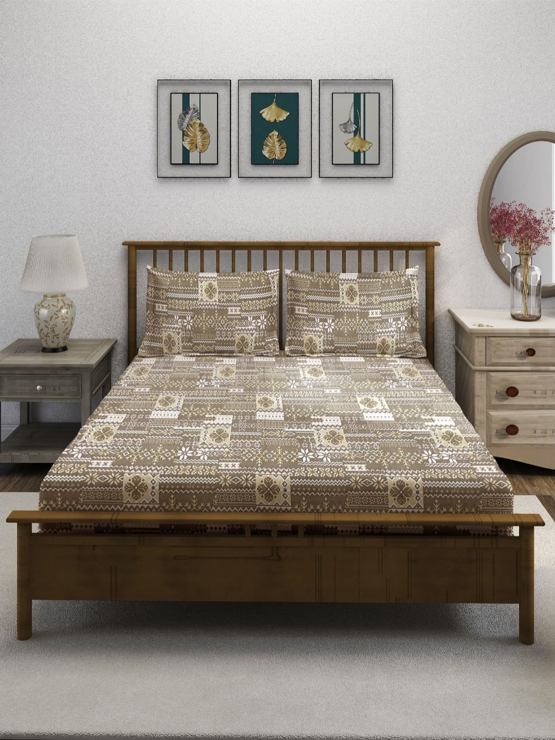 SWAYAM Brown & White Geometric Printed Cotton 210 TC King Bedsheet Set 2.28 m x 2.74 m
SWAYAM Brown & White Geometric Printed Cotton 210 TC King Bedsheet Set 2.28 m x 2.74 m