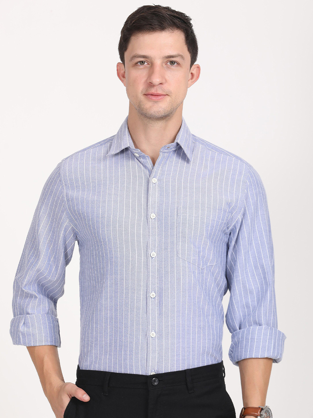 Copperline Men Comfort Spread Collar Vertical Striped Cotton Formal Shirt, Navy blue
Copperline Men Comfort Spread Collar Vertical Striped Cotton Formal Shirt, Navy blue