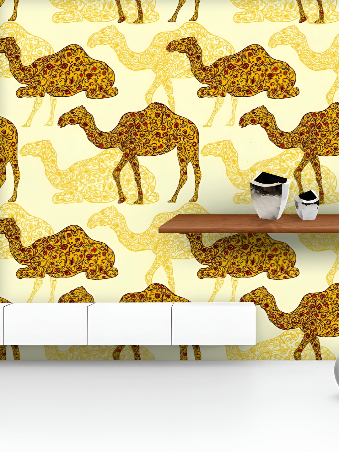 ArtzFolio Printed UV-Resistant Anti-Bacterial Ornament Camel Peel & Stick Wallpaper, Multi 
ArtzFolio Printed UV-Resistant Anti-Bacterial Ornament Camel Peel & Stick Wallpaper, Multi