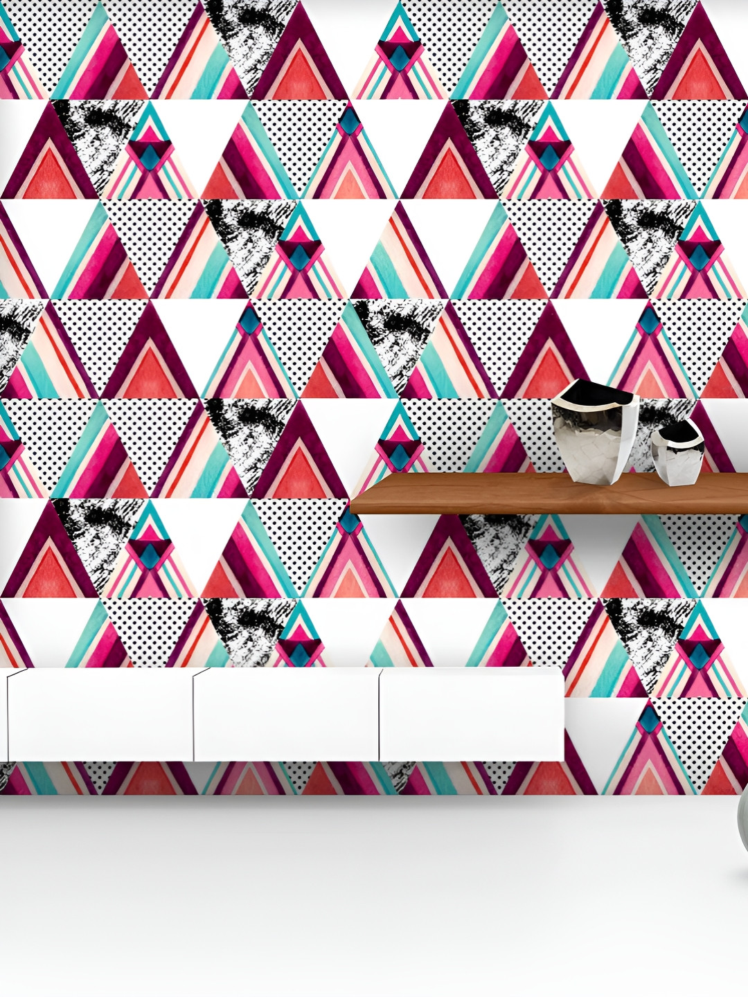 ArtzFolio Printed UV-Resistant Anti-Bacterial Grunge Triangular Shapes Peel & Stick Wallpaper, Multi 
ArtzFolio Printed UV-Resistant Anti-Bacterial Grunge Triangular Shapes Peel & Stick Wallpaper, Multi