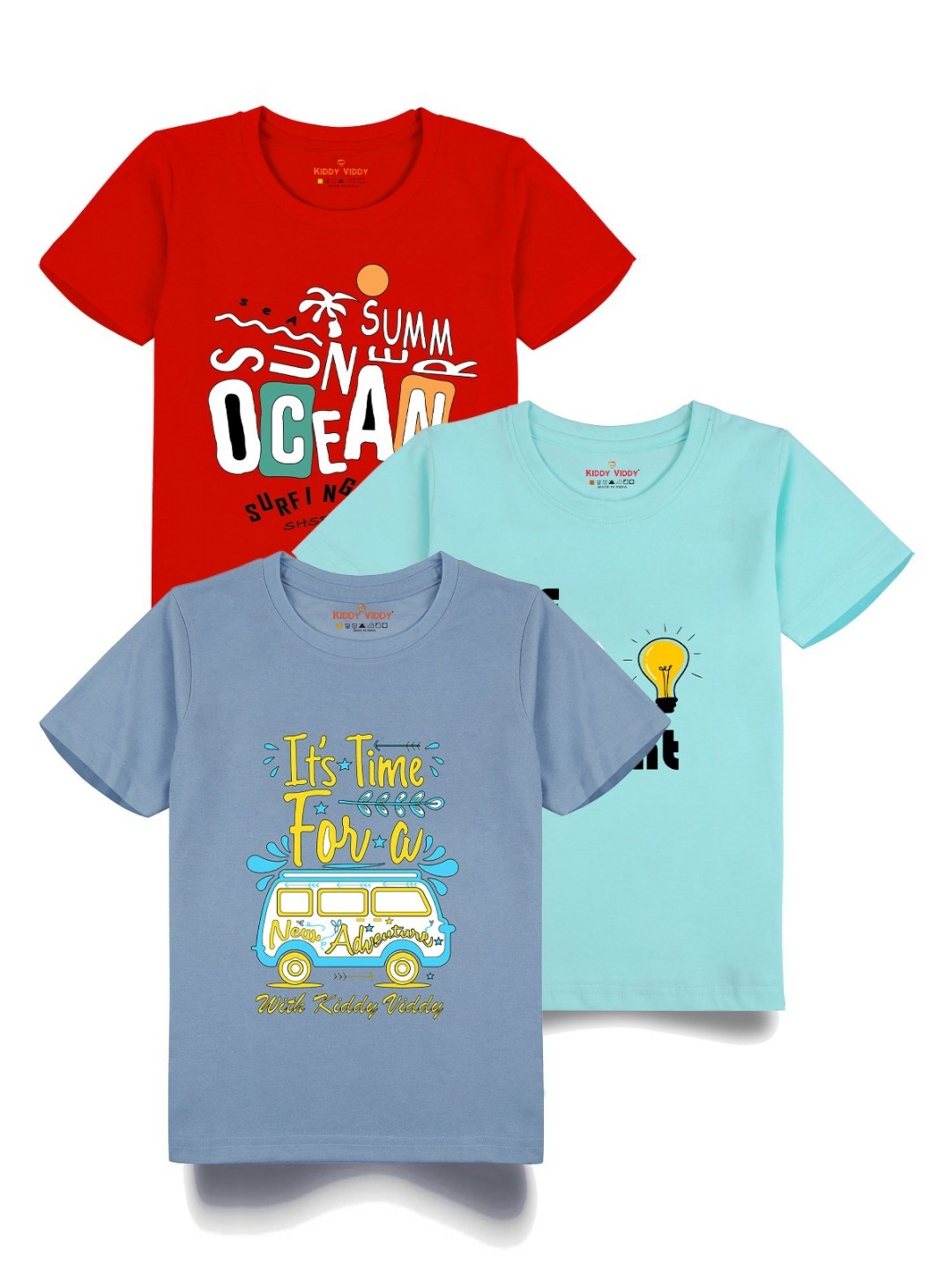 Kiddy Viddy Boys Pack Of 3 Typography Printed Round Neck Cotton T-shirts, Grey
Kiddy Viddy Boys Pack Of 3 Typography Printed Round Neck Cotton T-shirts, Grey