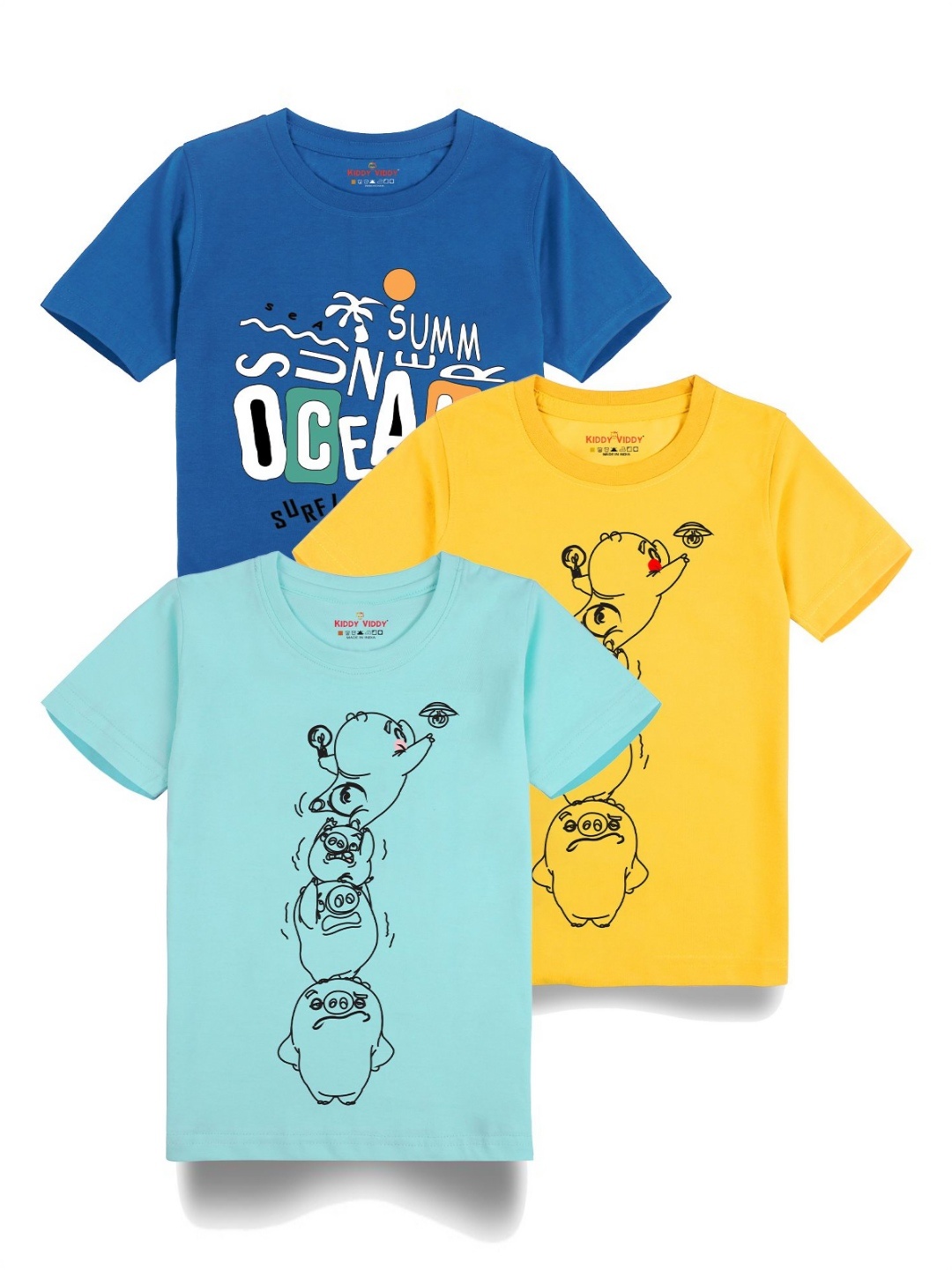 Kiddy Viddy Boys Pack Of 3 Typography Printed Round Neck Cotton T-shirts, Sea green
Kiddy Viddy Boys Pack Of 3 Typography Printed Round Neck Cotton T-shirts, Sea green