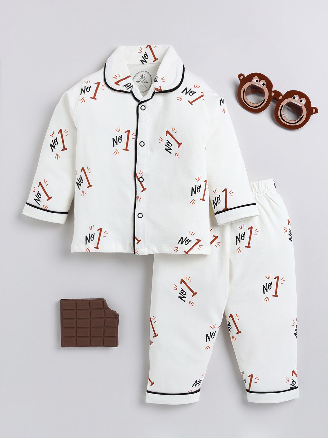 Clt.s Kids - Unisex Typography Printed Pure Cotton Shirt Collar Night suit, Off white
Clt.s Kids - Unisex Typography Printed Pure Cotton Shirt Collar Night suit, Off white