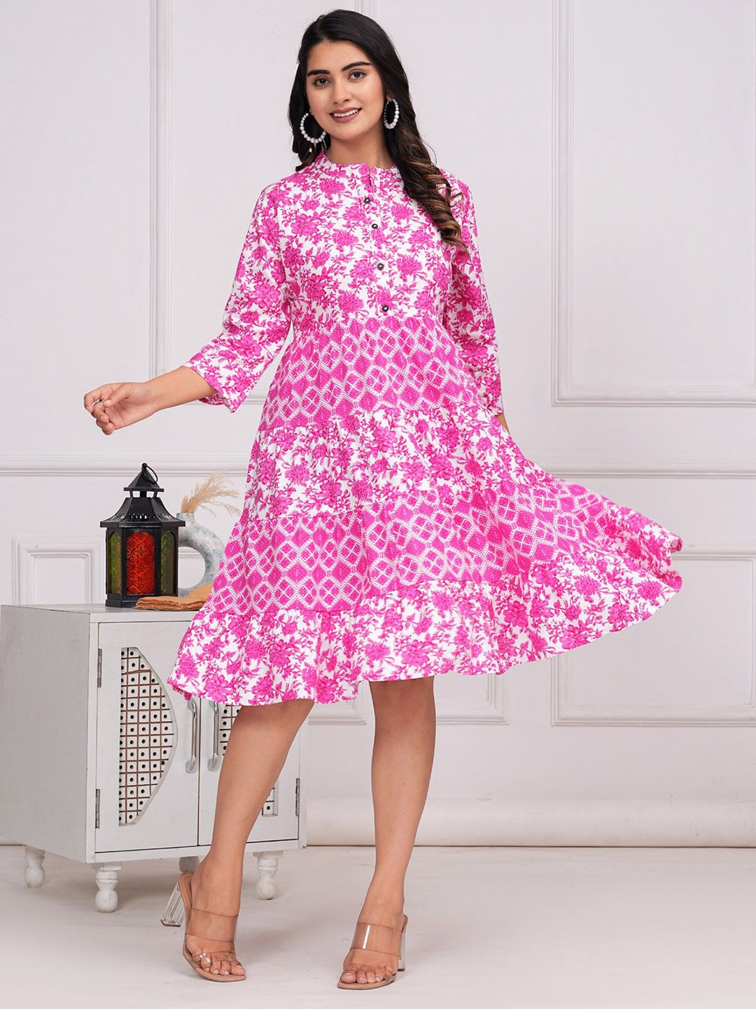 BAESD Women Floral Print Mandarin Collar Three-Quarter Sleeves Fit & Flare Dress, Purple
BAESD Women Floral Print Mandarin Collar Three-Quarter Sleeves Fit & Flare Dress, Purple