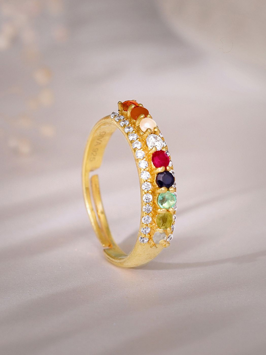 GIVA 925 Sterling SilverGold-Plated Stone-Studded Spectra Glow Adjustable Finger Ring, Gold
GIVA 925 Sterling SilverGold-Plated Stone-Studded Spectra Glow Adjustable Finger Ring, Gold