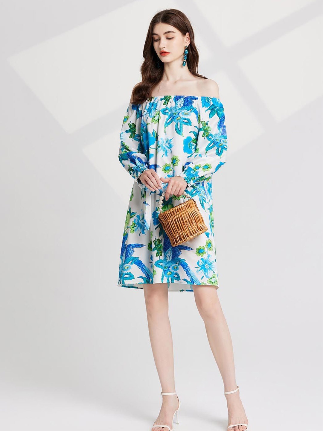 JC Collection Women Floral Printed Off-Shoulder Cuffed Sleeve A-Line Dress, Blue
JC Collection Women Floral Printed Off-Shoulder Cuffed Sleeve A-Line Dress, Blue