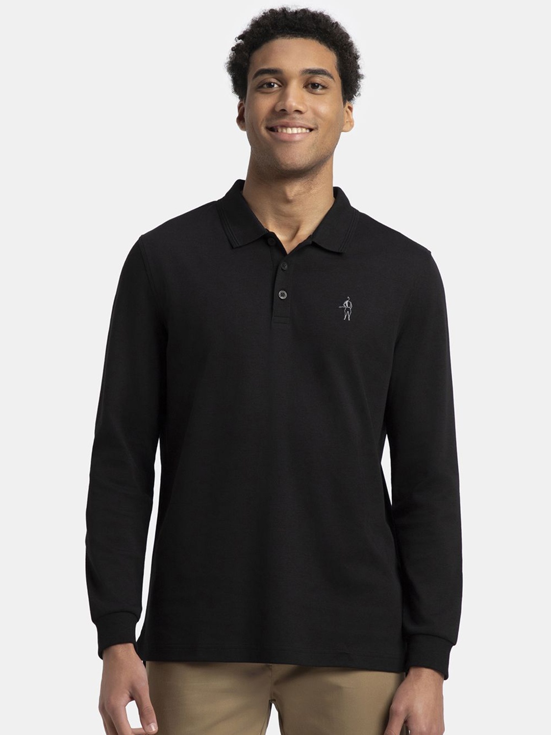 Jockey Super Combed Cotton Rich Solid Full Sleeve Polo Tshirt with Ribbed Cuffs - 3914, Black
Jockey Super Combed Cotton Rich Solid Full Sleeve Polo Tshirt with Ribbed Cuffs - 3914, Black