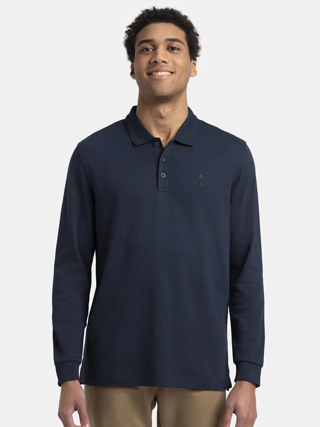 Jockey Super Combed Cotton Rich Solid Full Sleeve Polo Tshirt with Ribbed Cuffs - 3914, Navy blue
Jockey Super Combed Cotton Rich Solid Full Sleeve Polo Tshirt with Ribbed Cuffs - 3914, Navy blue