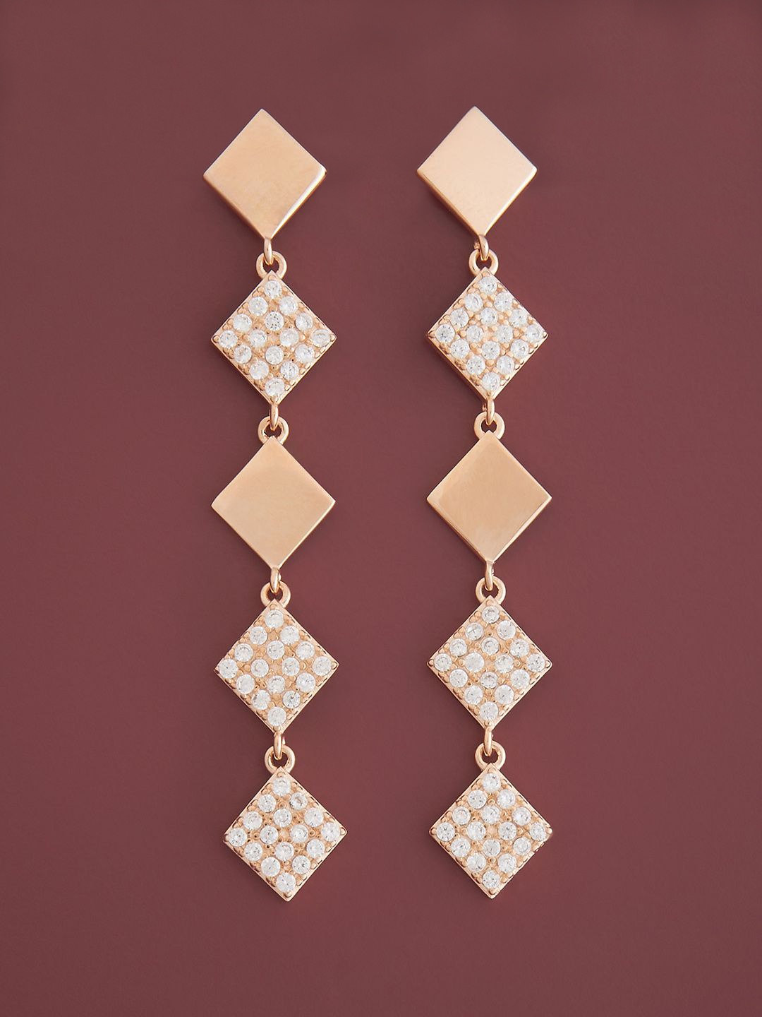 Kushal's Fashion Jewellery Sterling Silver Zircon Rose Gold-Plated Drop Earrings
Kushal's Fashion Jewellery Sterling Silver Zircon Rose Gold-Plated Drop Earrings