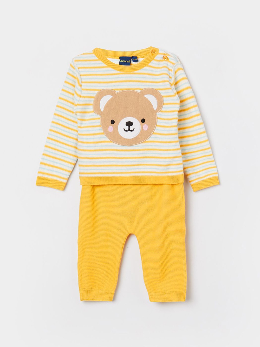 Juniors by Lifestyle Boys Striped Round Neck Long Sleeves Pure Cotton T-shirt With Trouser, Yellow
Juniors by Lifestyle Boys Striped Round Neck Long Sleeves Pure Cotton T-shirt With Trouser, Yellow