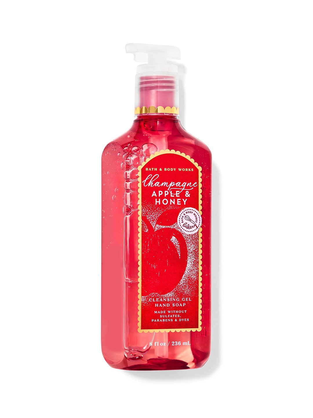 Bath & Body Works Champagne Apple & Honey Cleansing Gel Hand Soap - 236 ml, Red
Bath & Body Works Champagne Apple & Honey Cleansing Gel Hand Soap - 236 ml, Red